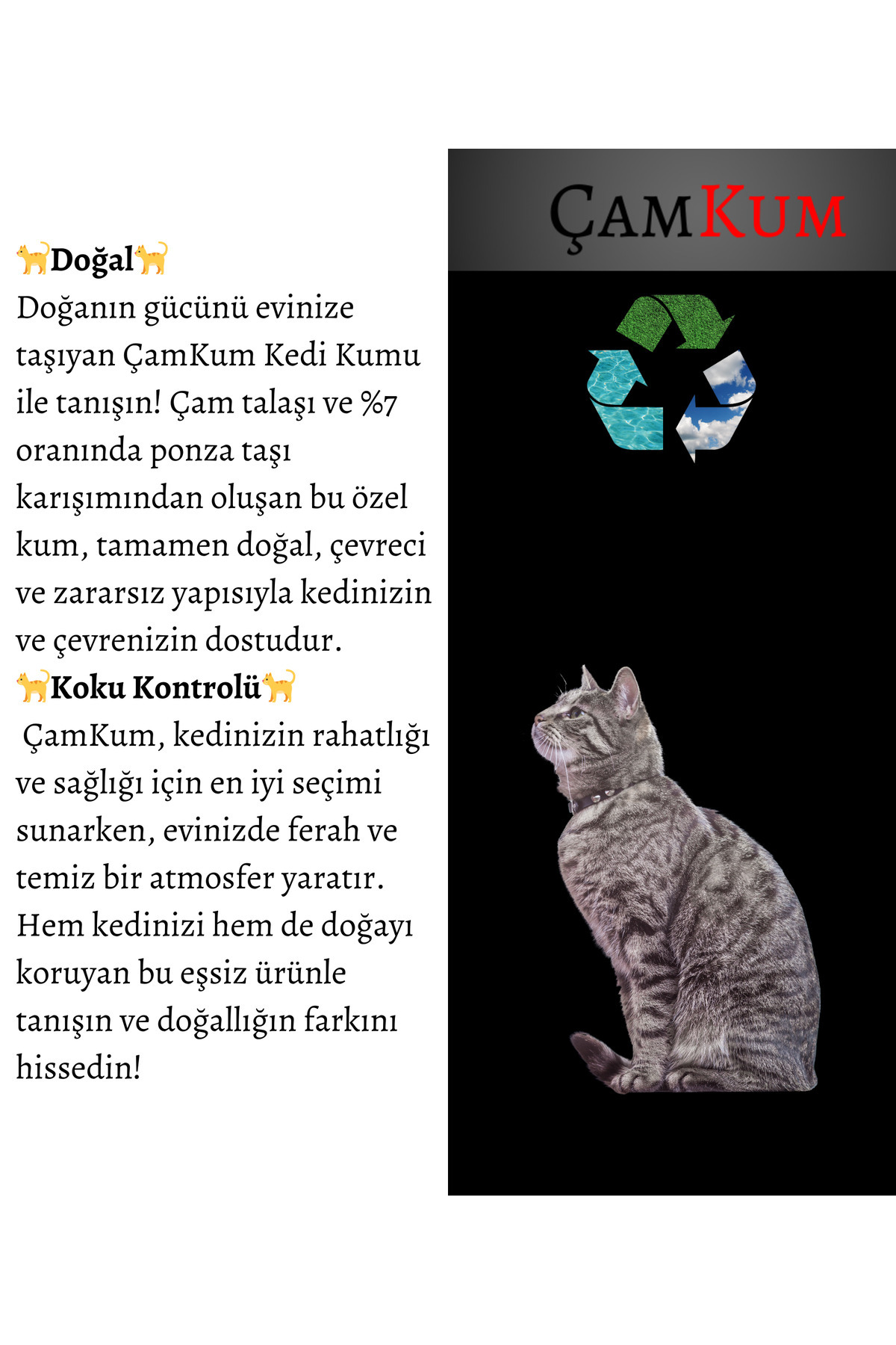 خاک گربه طبیعی Çamkum، ۱۰ لیتر