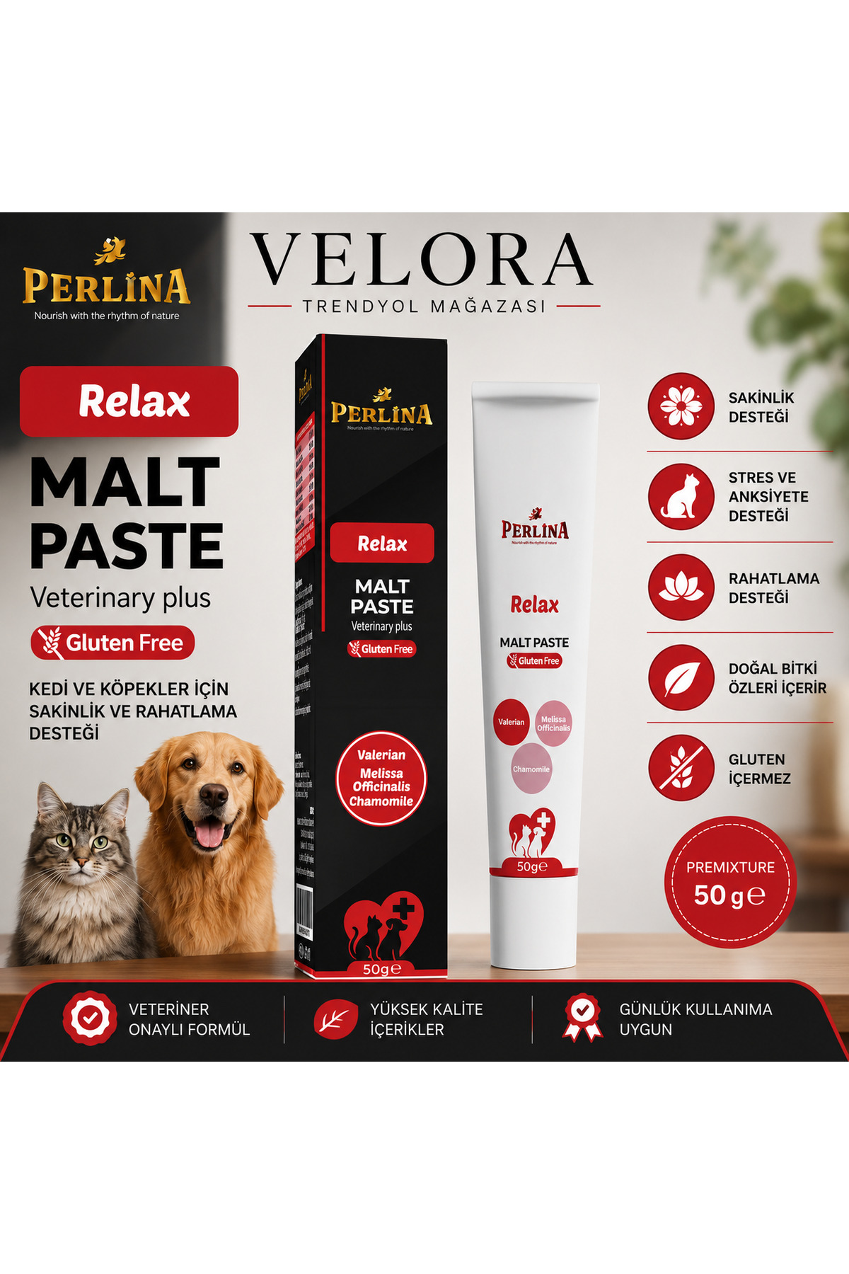 خمیر مالت Perlina Relax، ۵۰ گرم برای گربه و سگ، ولورا گروپ VELORA GRUP