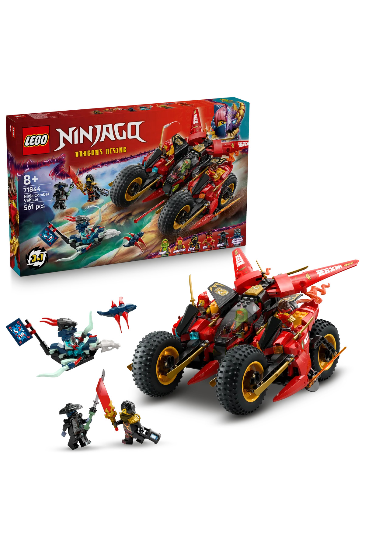 لگو و اسباب بازی های ساخت محور ® NINJAGO® NINJA BATTLE VEHICLE 71844 ست ساختمان 3 در 1 برای کودکان 8 سال به بالا 561P اورجینال LEGO