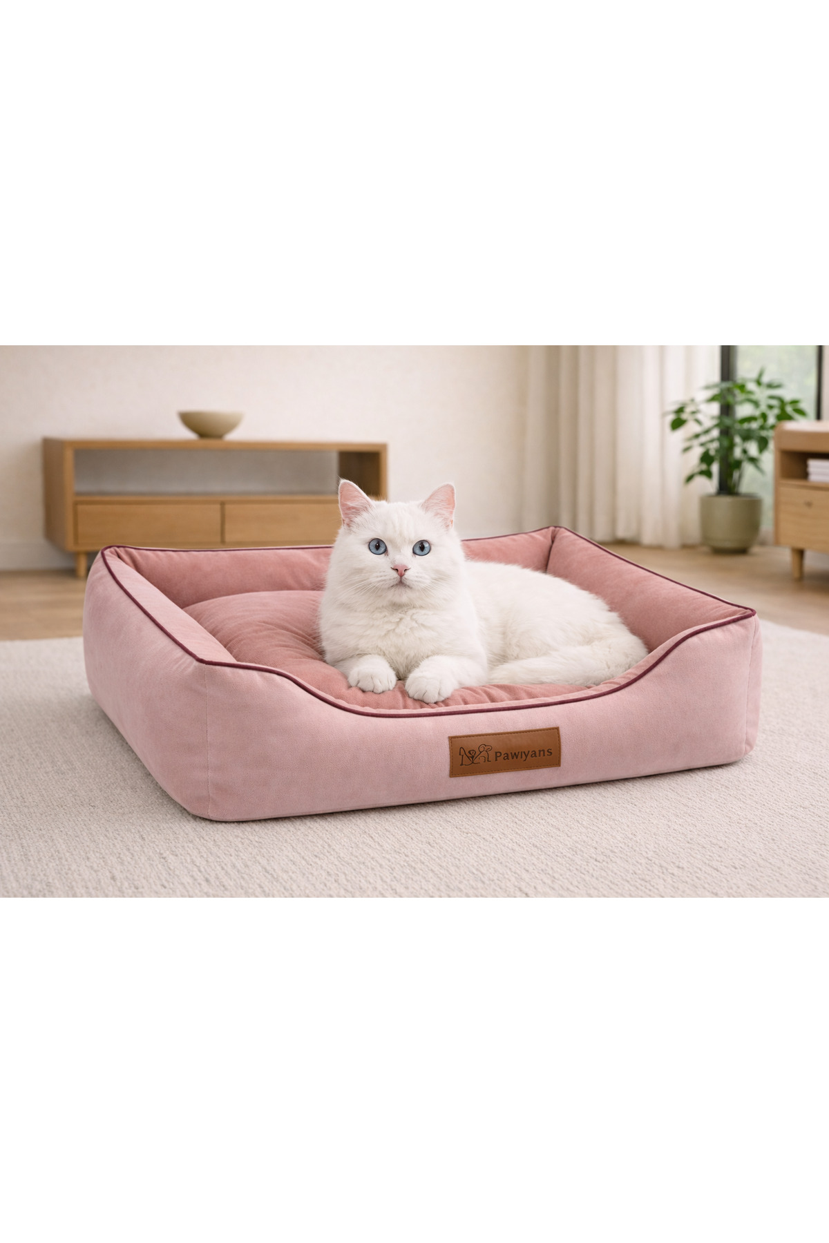 تخت خواب گربه و سگ پاویانس PAWİYANS مدل P104104 با روکش قابل شست‌وشو چندرنگ