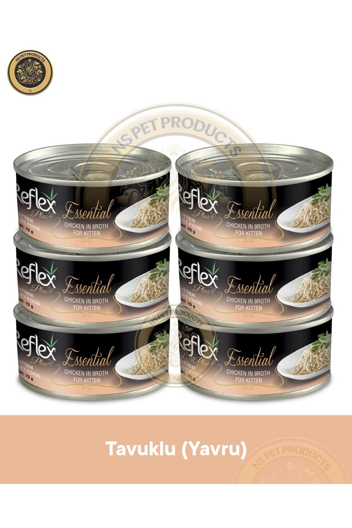 غذای کنسروی بچه‌گربه رفلکس Reflex Plus Essential با طعم مرغ، ۶×۷۰ گرم