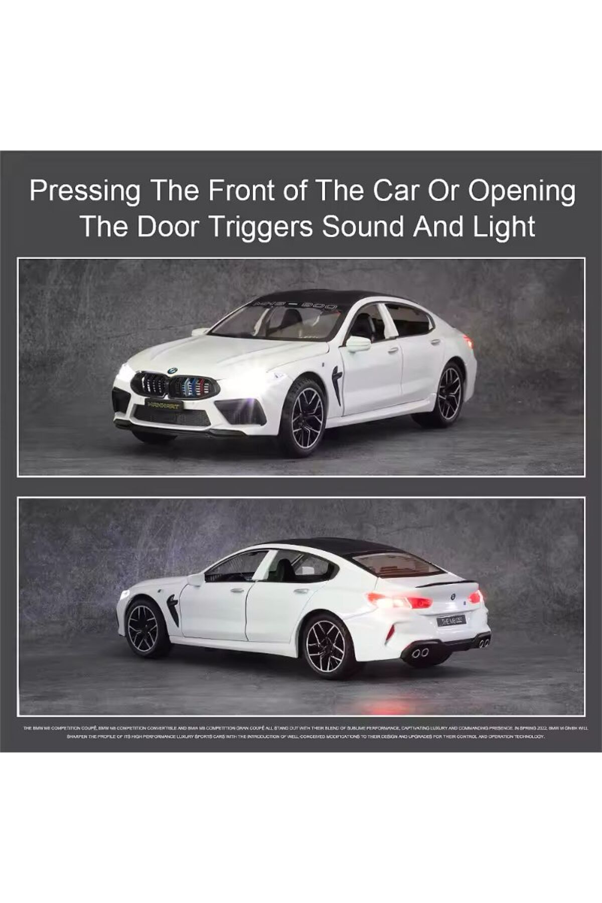 مدل خودرو BMW M8 DIECAST METAL 1.24 SCALE CAR DOOR TRUNK HOOD OPENS سفید CARS ورزشی اورجینال scntoys