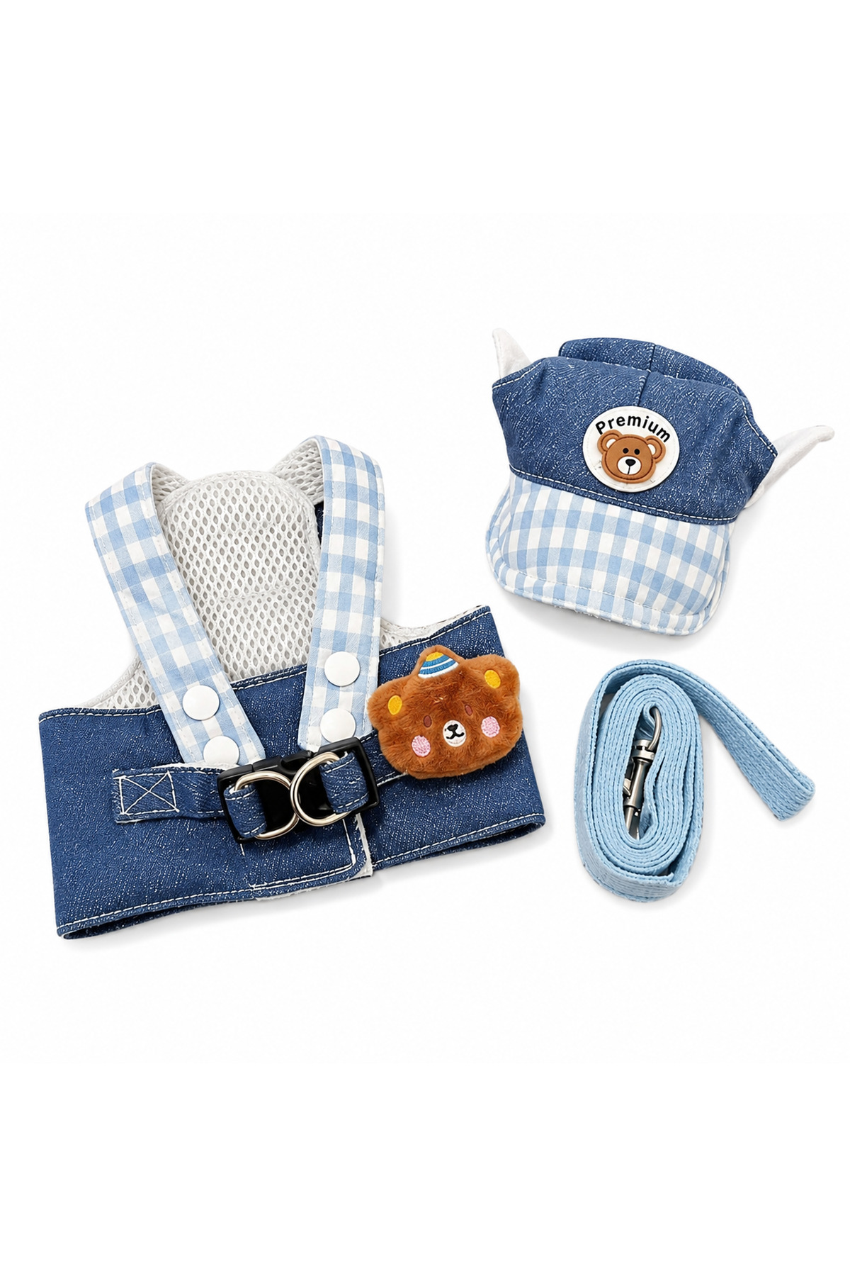 ست لباس گربه و سگ دولچه پتس Dolce Pets پریمیوم با کلاه و قلاده، مدل DPPST01 سرمه‌ای
