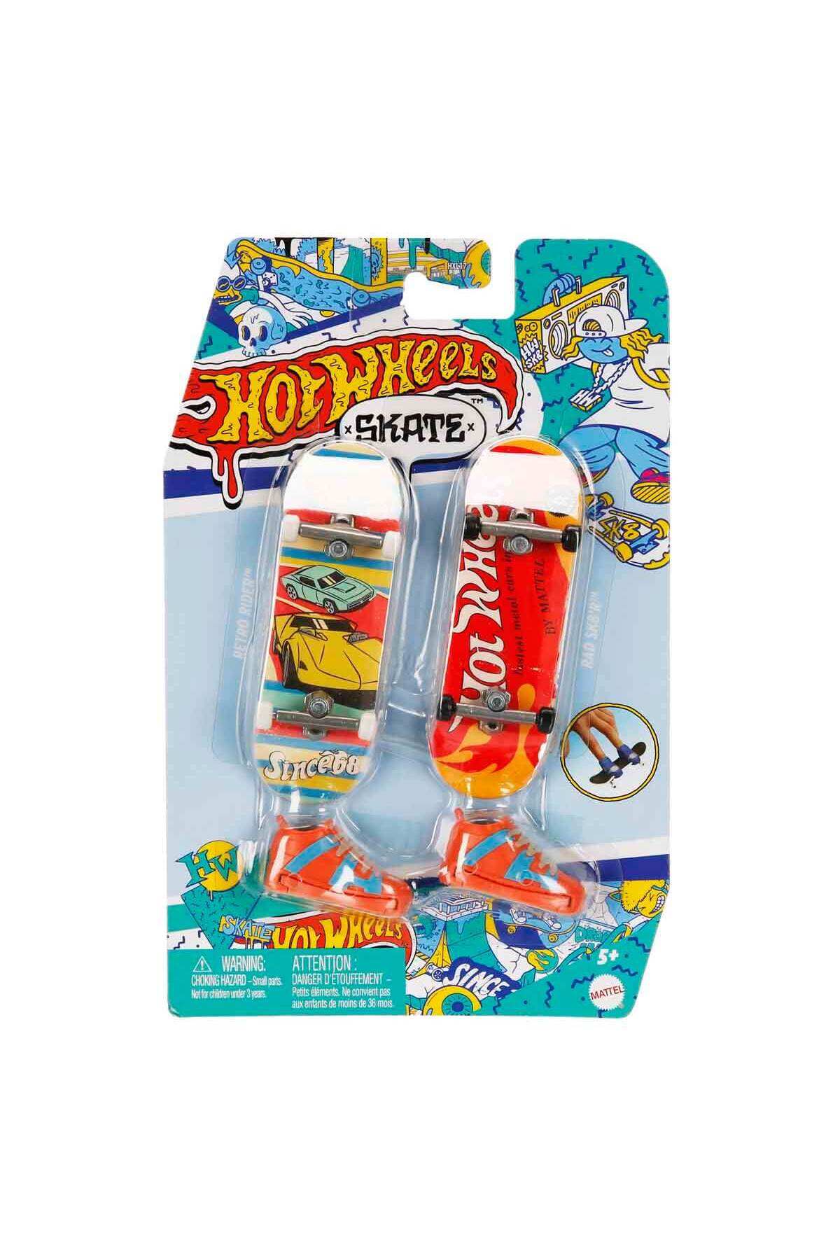 ماشین اسباب بازی SKATE 2 PACK RETRO FINGER SKATEBOARD HXL17 RIDER AND RAD SK8'R از ترکیه HOT WHEELS