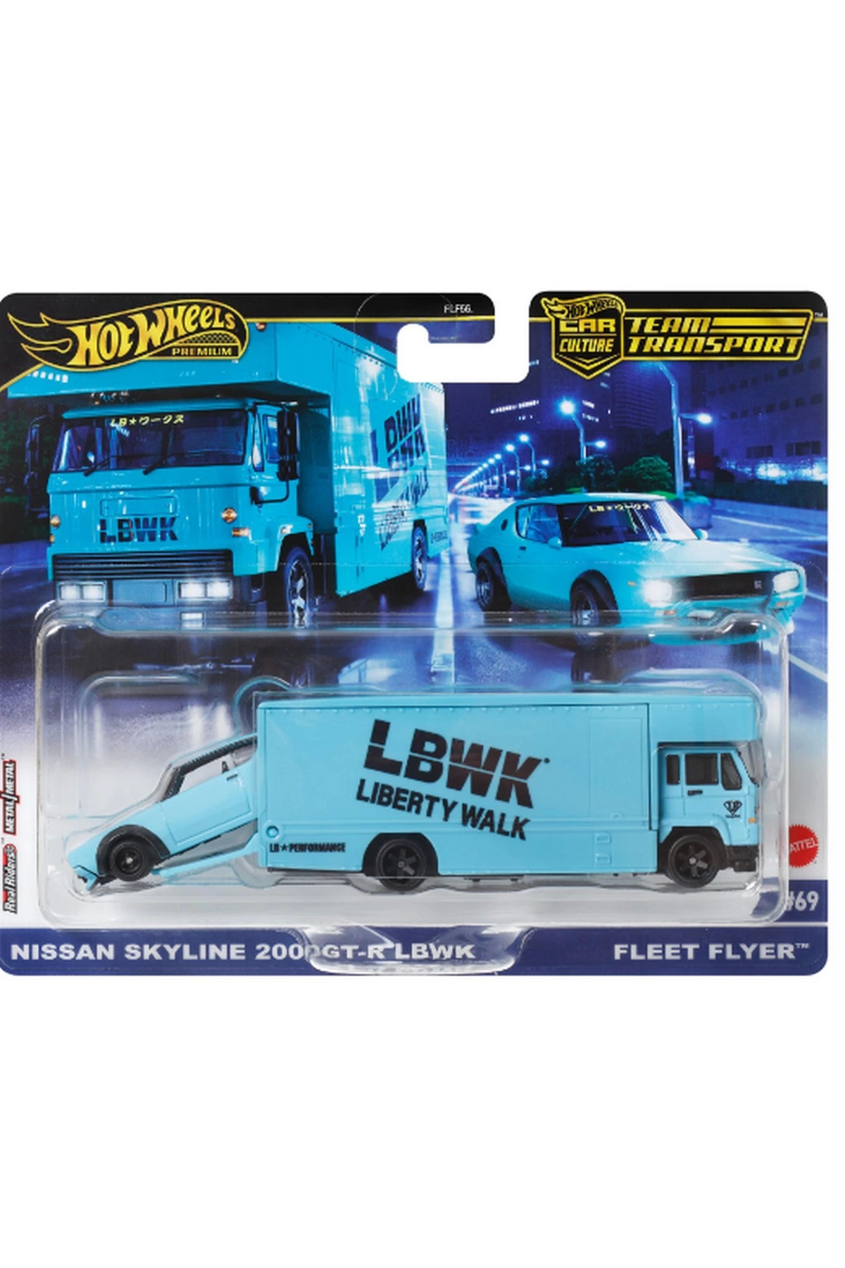 ماشین اسباب بازی TEAM TRANSPORT NISSAN SKYLINE 2000 GT R ناوگان FLYE HRV45 هات ویلز اورجینال HOT WHEELS