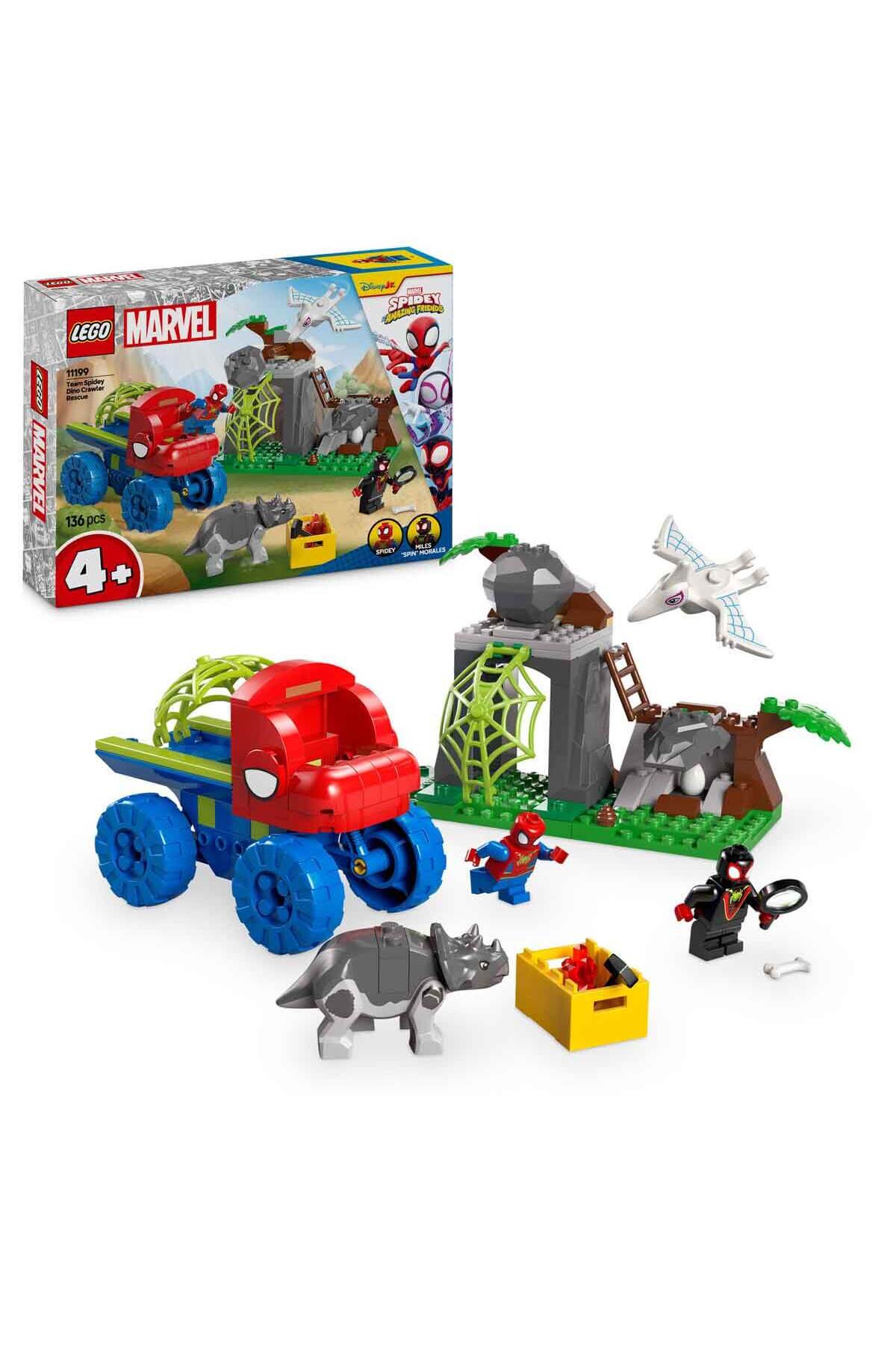 لگو و اسباب بازی های ساخت محور MARVEL SPIDEY AND HIS INCREDIBLE FRIENDS TEAM DINOSAUR TRUCK RESCUE 11199 4 ساله اورجینال LEGO