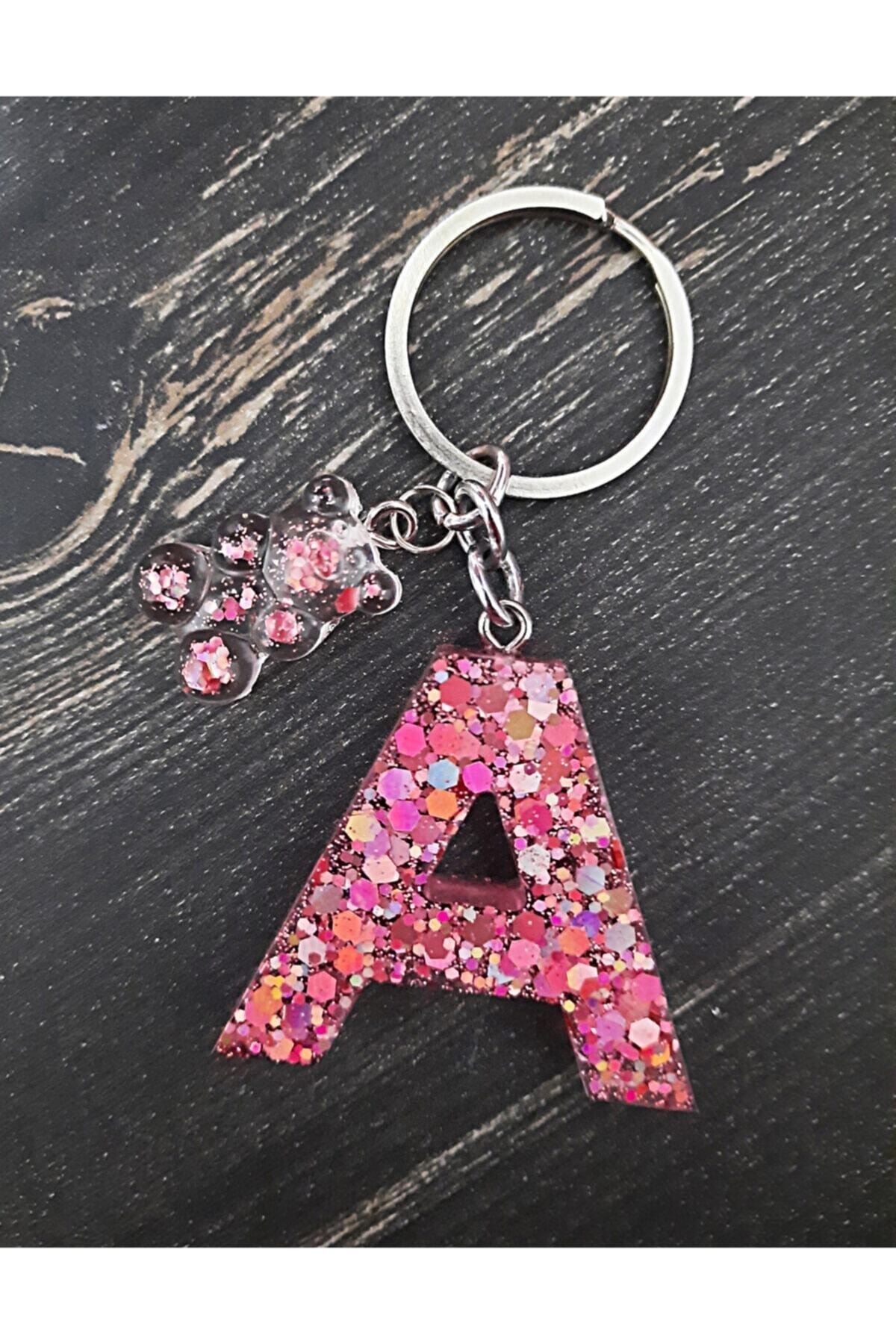 جلیقه کلید DUSTY ROSE GLITTER EPOXY LETTER A KEYCHAIN nursstore
