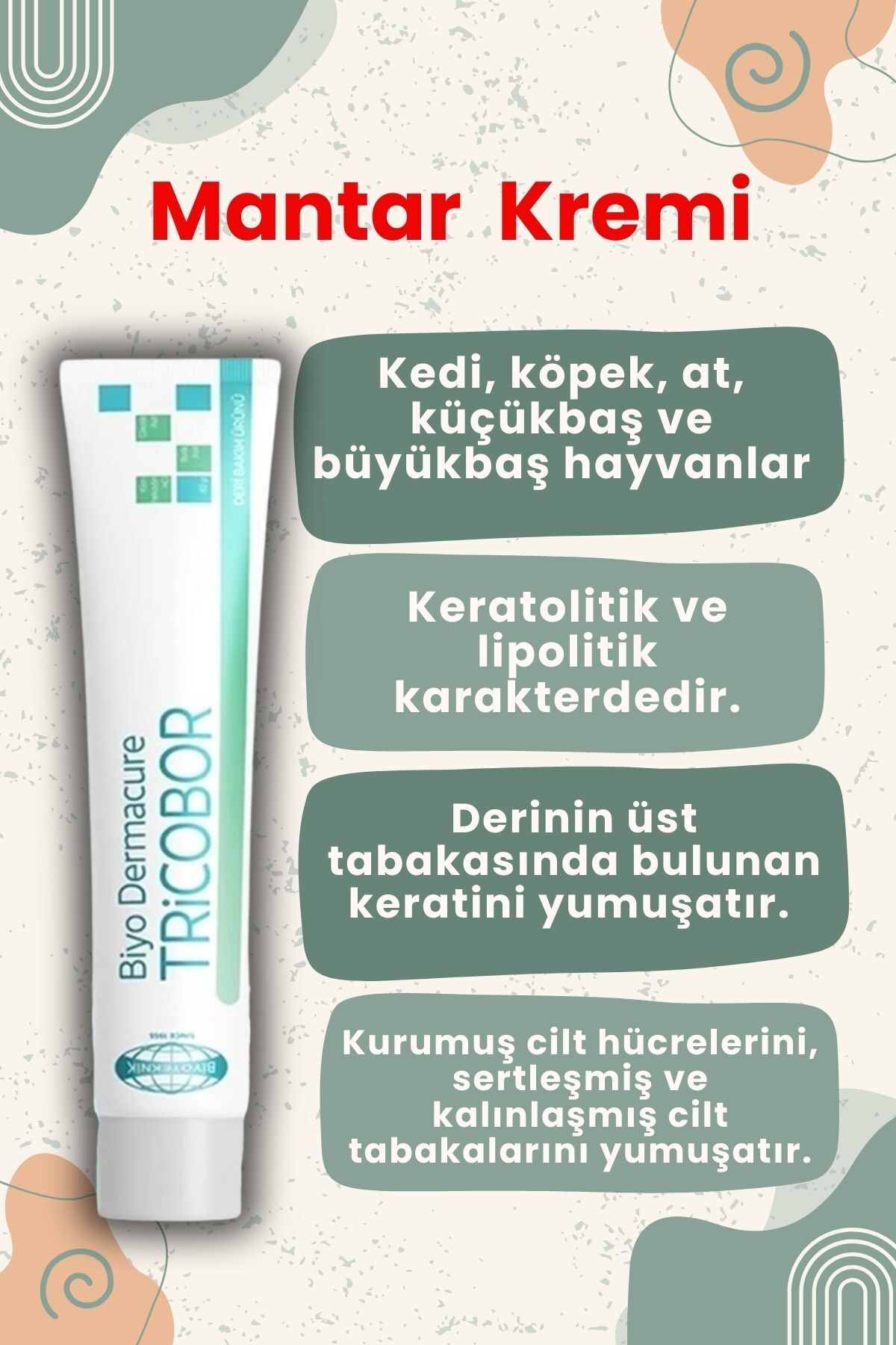 کرم پوستی و قارچ تریکوبور Tricobor برای گربه و سگ، ۸۰ گرم
