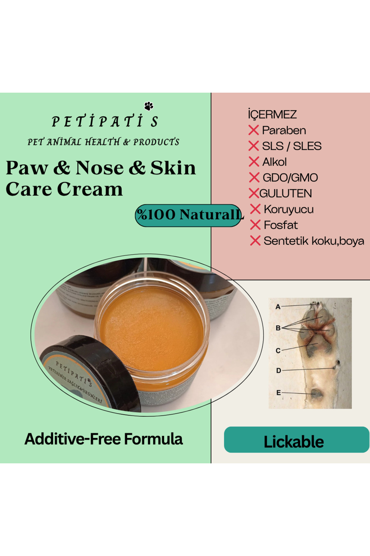 کرم مراقبت از پنجه، بینی و پوست سگ پت‌پتیس Petipatis مدل micro KS