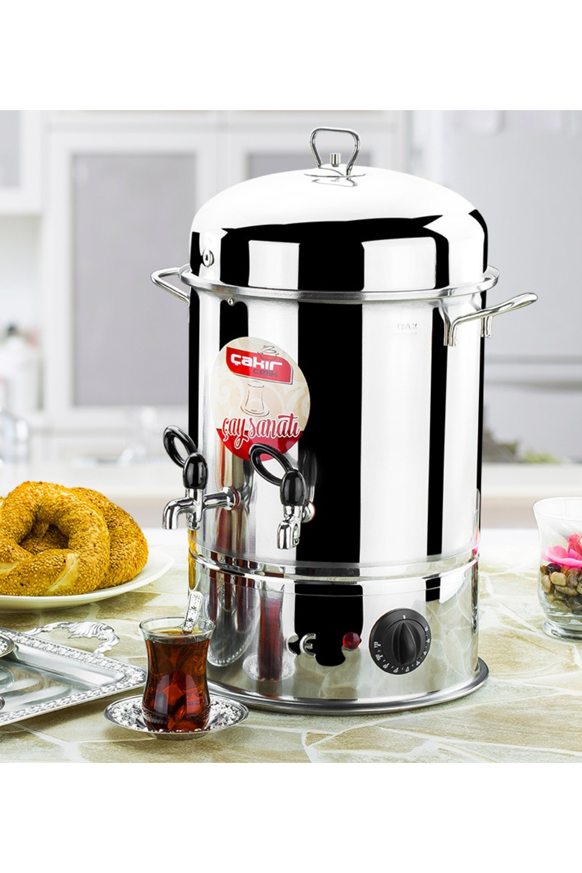 چای ساز شیر فلزی سماور برقی 250 لیوان اورجینال çakır çelik