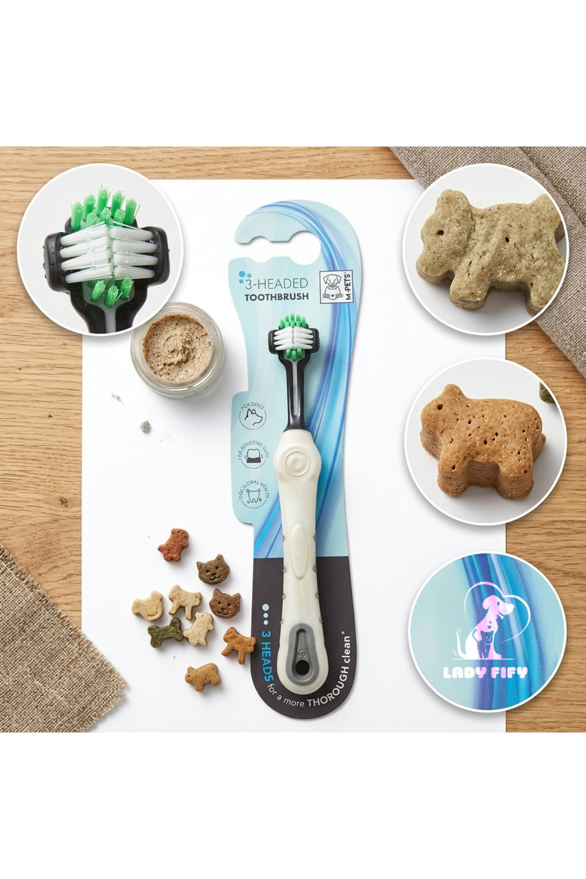 مسواک سه‌سر ارگونومیک گربه و سگ لیدی فیفی Lady Fify مدل PSV-51