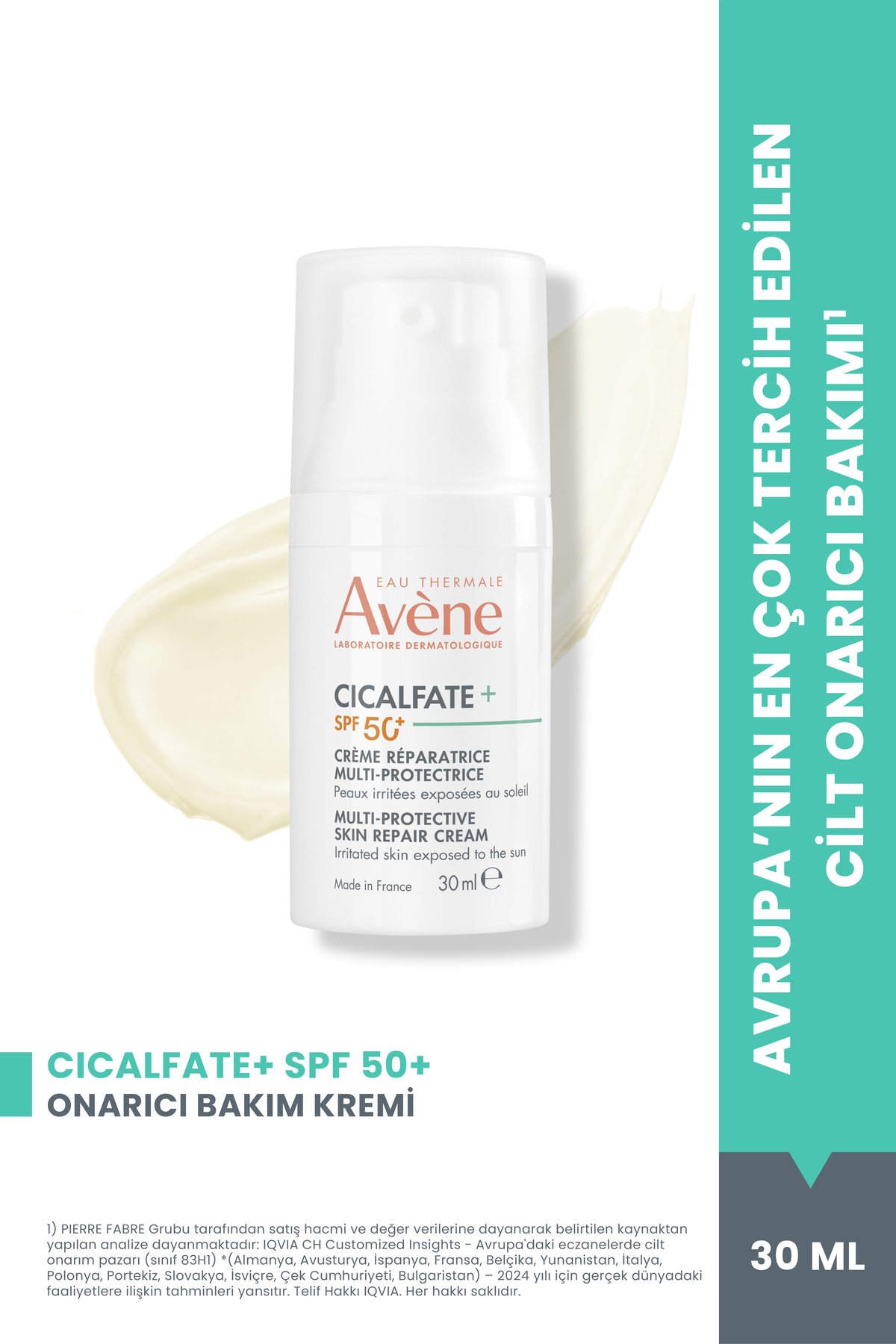 کرم ضد آفتاب صورت ترمیم پوست+ CICALFATE+ با محافظ بالا برای پوست حساس و آماری SPF50+ 30 میل Avene