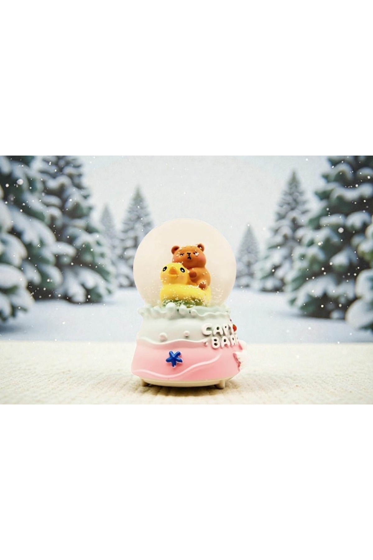گوی برفی موزیکال SNOW GLOBE با تم خرس عروسکی و اردک VIP هدیه پایه صورتی نوشته شده روی پدر عزیزم از ترکیه Kuzey Tacı