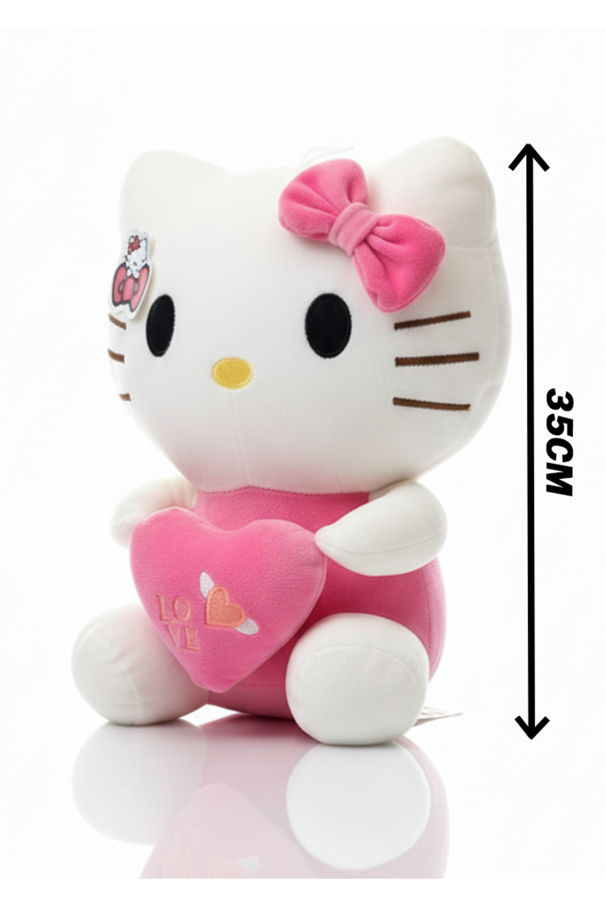 اسباب بازی های پشمی مخمل دار HELLO KITTY 35CM + کیف مخملی زیبا و نرم از ترکیه POLLYTOYS PELÜŞ OYUNCAKTA DÜNYA MARKASI