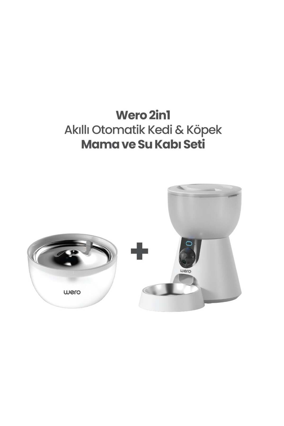 ست هوشمند خودکار غذادهی و آبخوری گربه و سگ وِرو Wero مدل FW2-C، دوربین‌دار و Wi-Fi