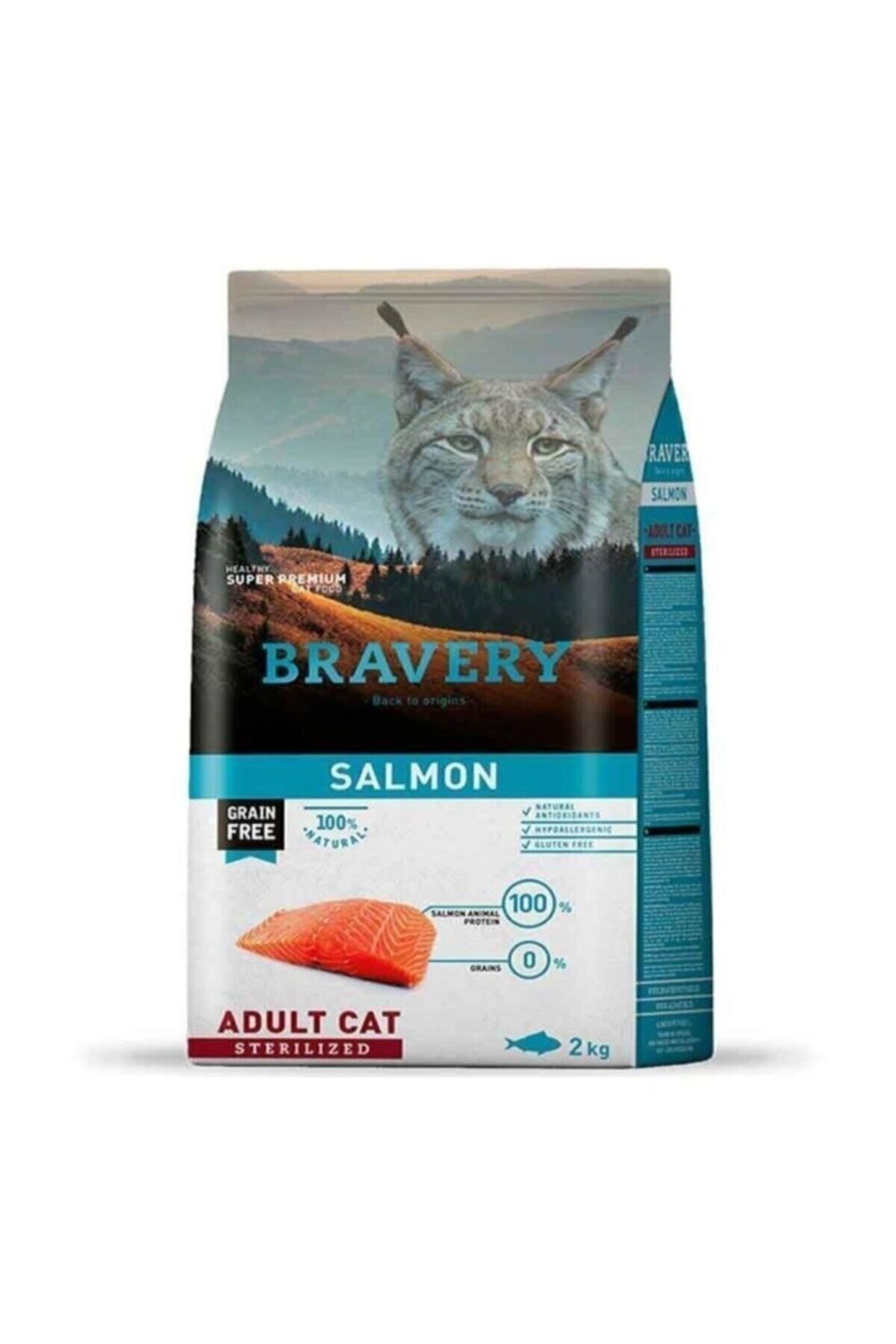 غذای گربه عقیم‌شده با سالمون و بدون غلات، ۲ کیلوگرمی برافن Braven Bravery