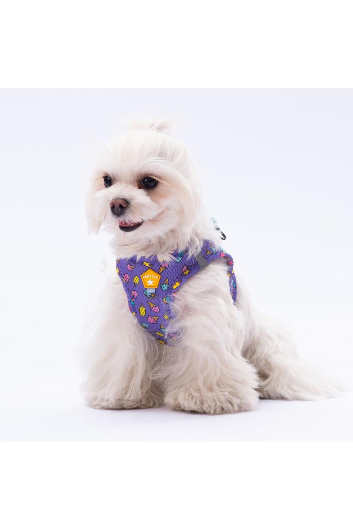 قلاده سینه‌ای سگ و گربه پاواستار Pawstar Ice Cream Air-mesh مدل PSA-01 بنفش