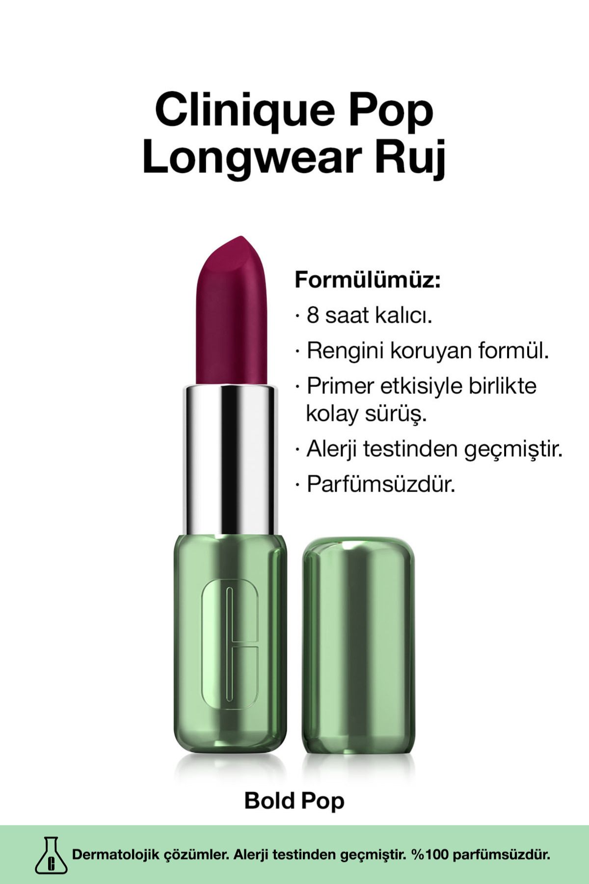 رژ لب POP LONGWEAR ™ دائمی در تمام طول روز رنگ: جسورانه پاپ 3.9G | پایان مات Clinique