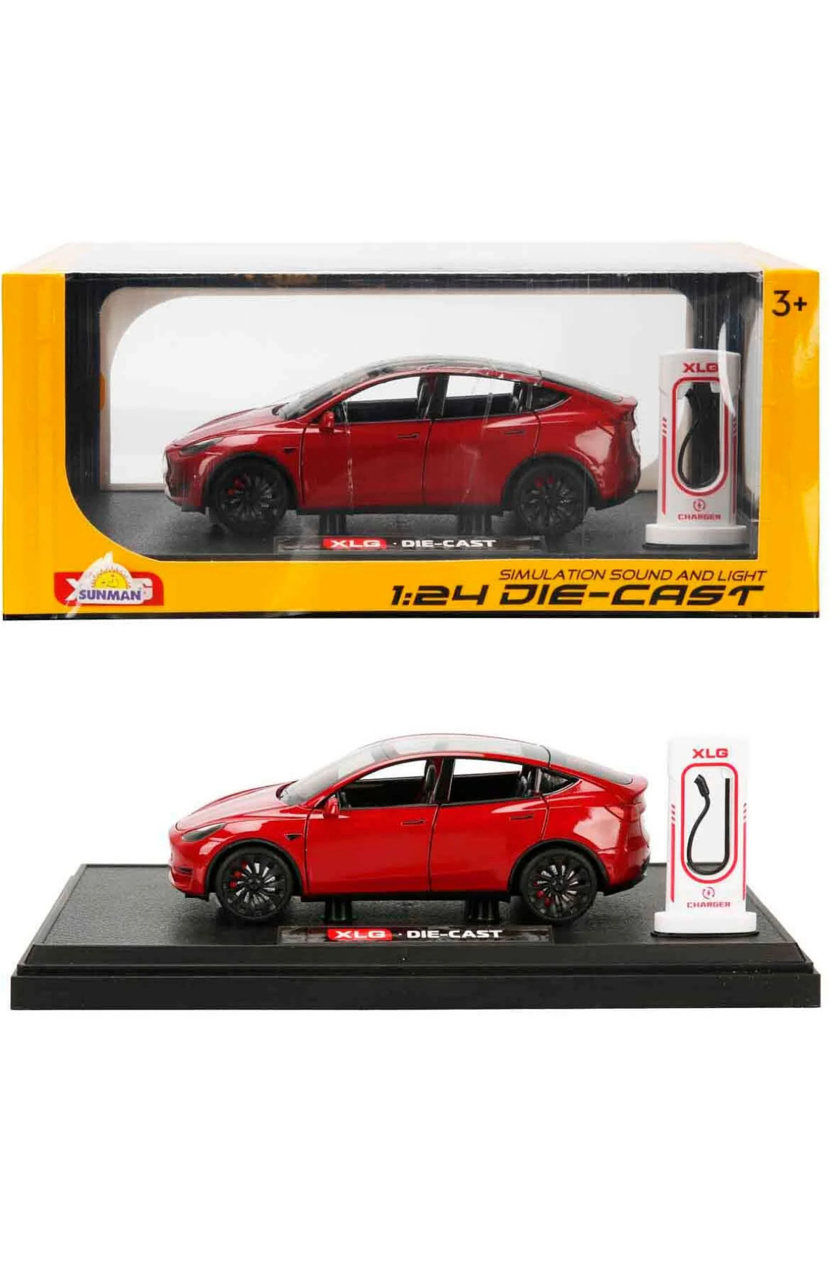 مدل خودرو DIE CAST COLLECTIVE 1:24 SCALE TESLA MODEL Y METAL CAR CHARGING STATION دارای صدا و نور از ترکیه welcomein