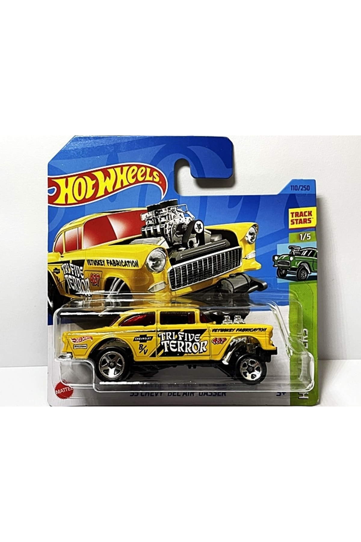 ماشین اسباب بازی آواز 55 CHEVY BEL AIR GASSER HKH61 M521 YELLOW هات ویلز اورجینال HOT WHEELS