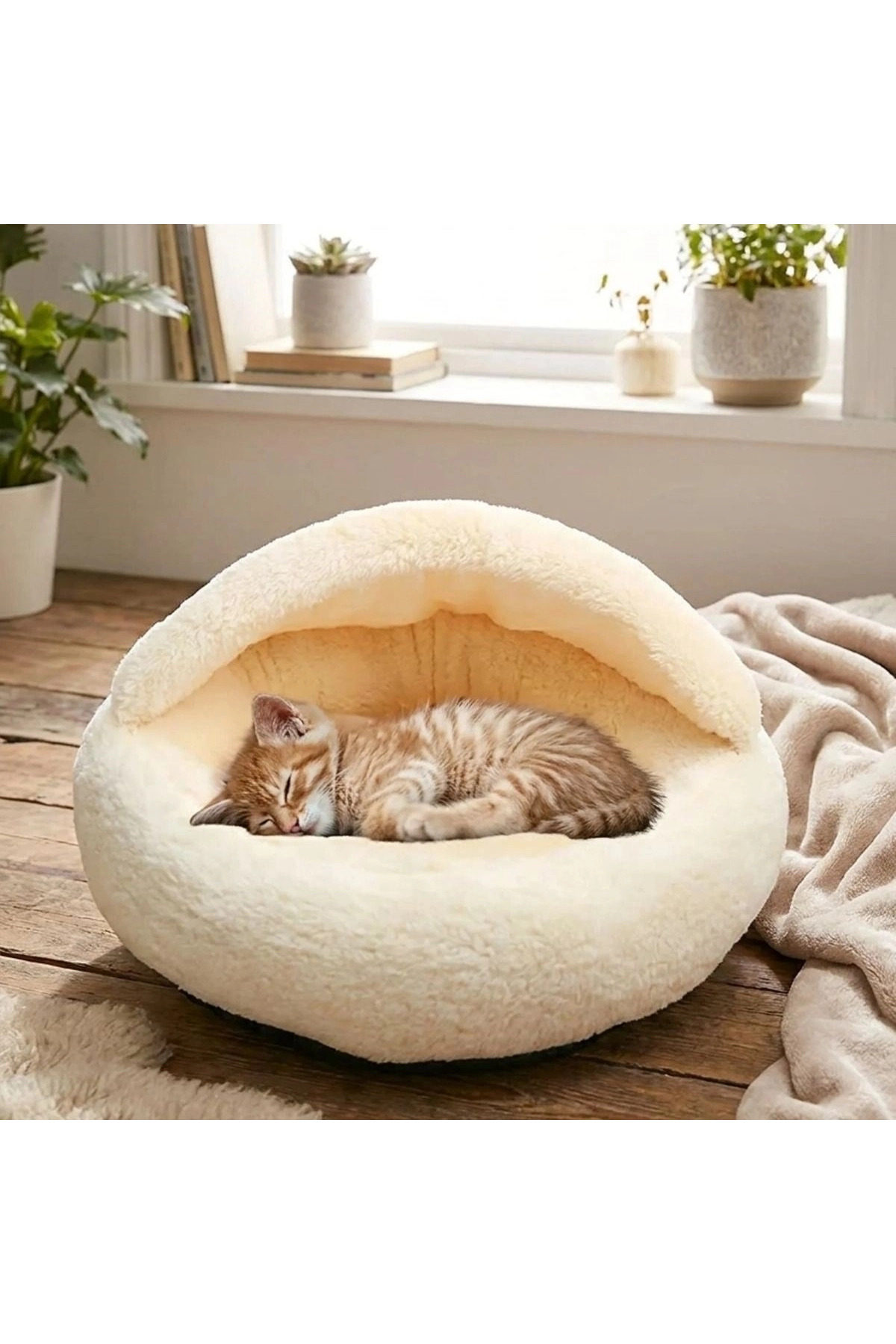 تخت گرد نیمه‌باز مخملی گربه و سگ اکو لانژ Eco Lounge مدل BX40 چندرنگ