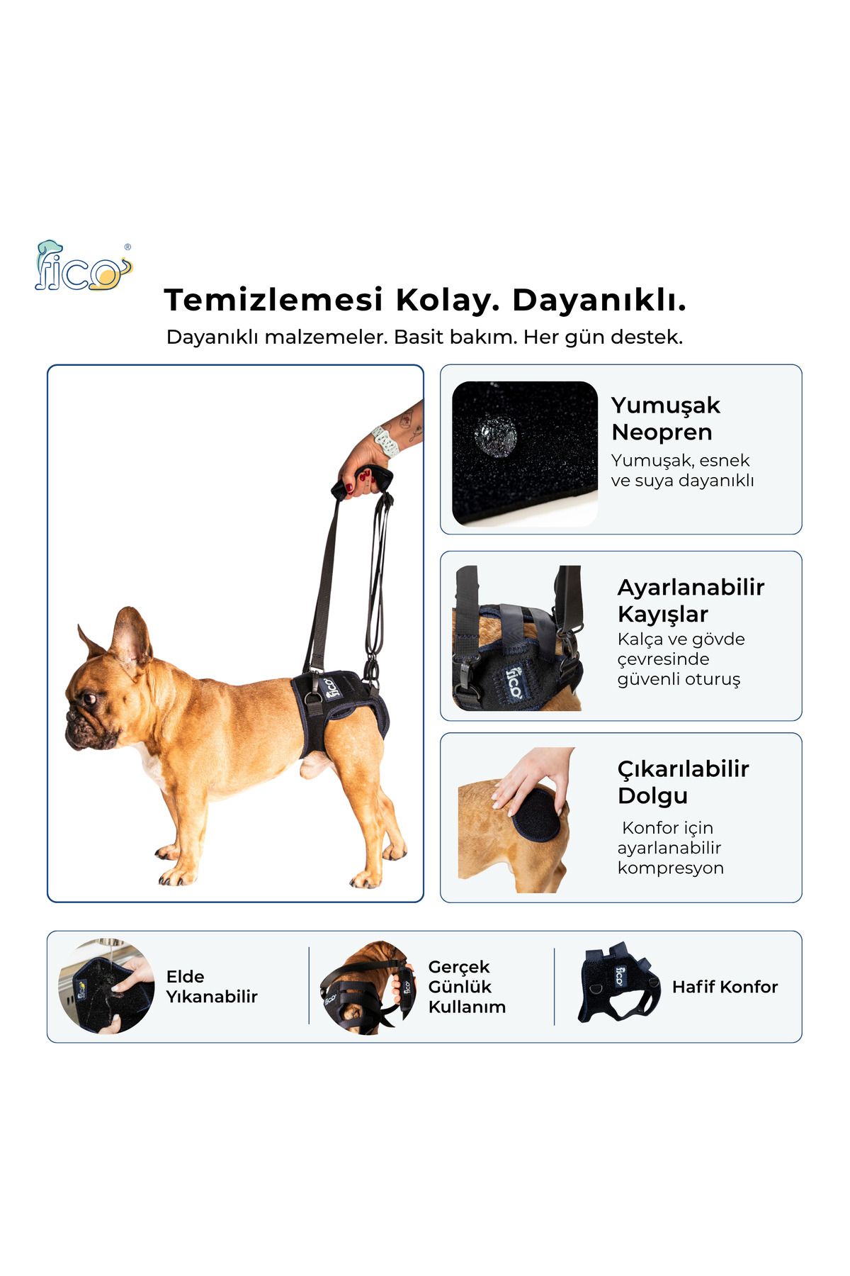 کمربند حمایتی لگن سگ ارتوپدی فیکو پتس Fico pets سرمه‌ای