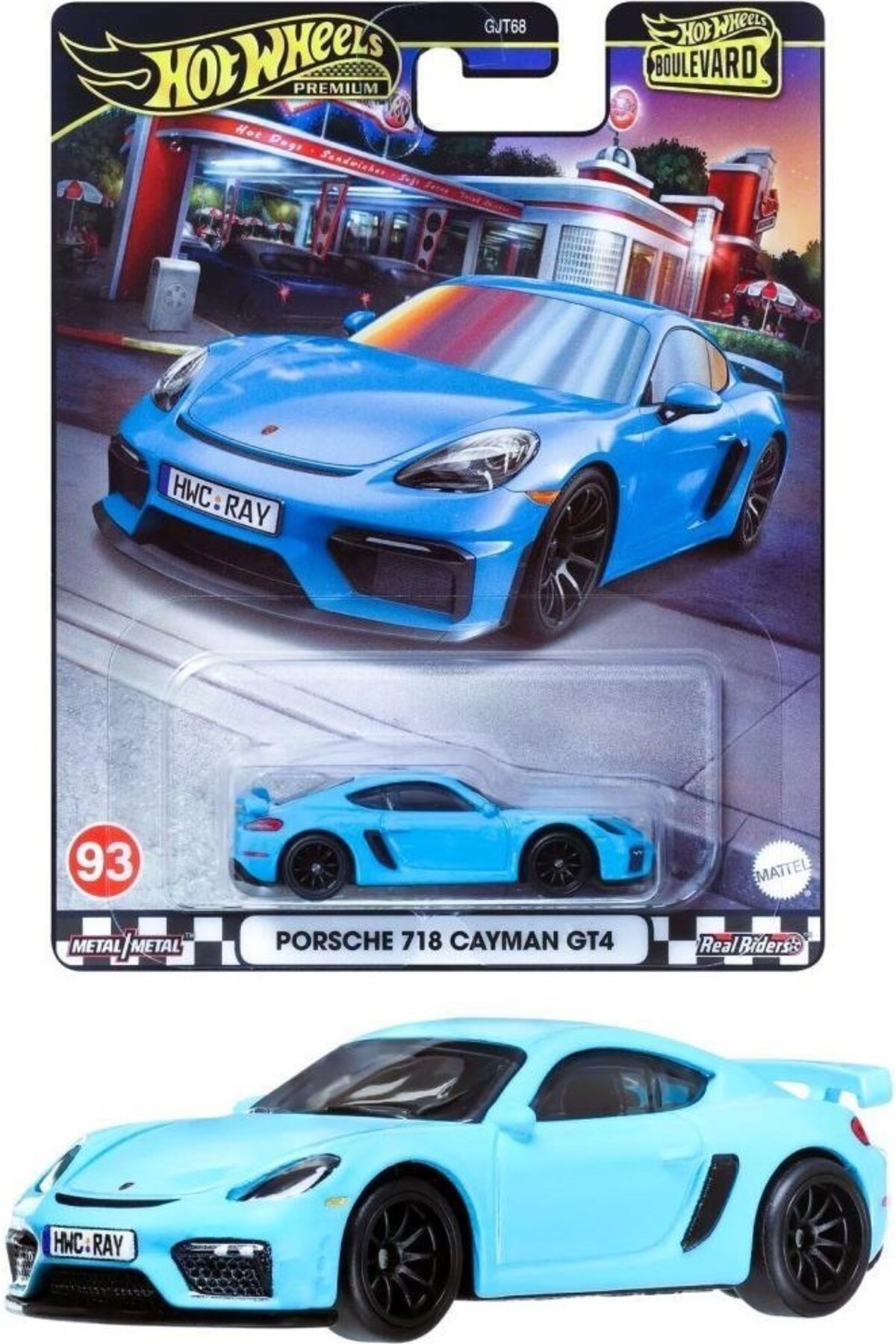ماشین اسباب بازی وسایل نقلیه پریمیوم بلوار GJT68 HRT71 PORSCHE 718 CAYMAN GT4 هات ویلز اورجینال HOT WHEELS