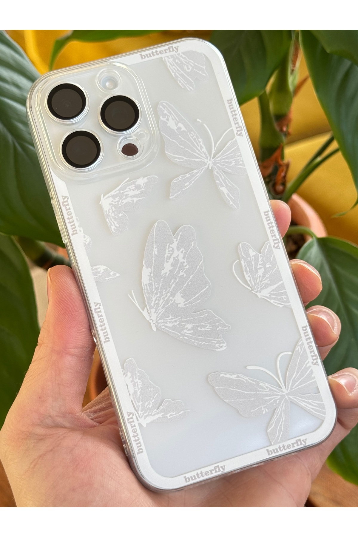کاور و قاب پوشش محافظ سیلیکونی نرم پروانه ای شفاف با دوربین طرح دار APPLE IPHONE 13 PRO CASE فیبکس Fibaks