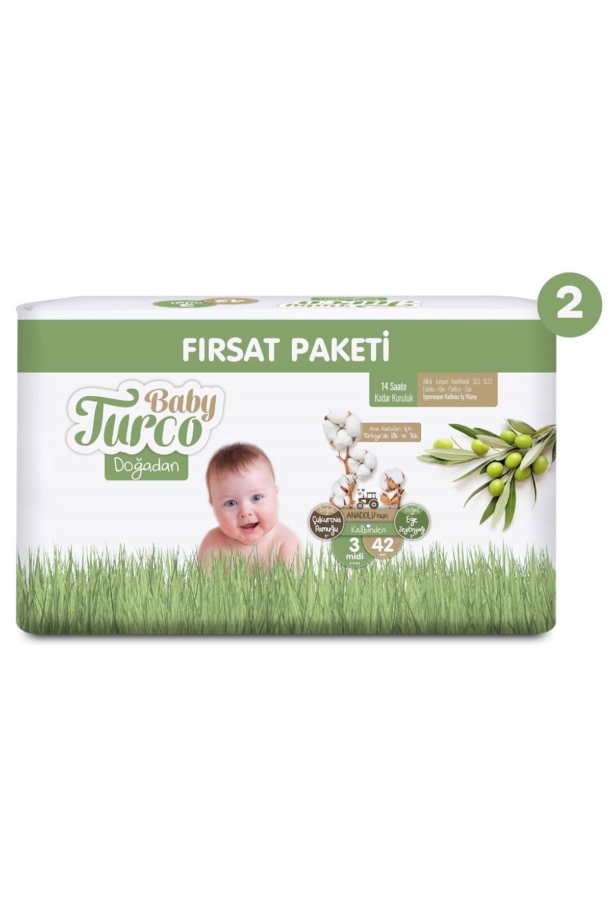 پوشک بچه بسته فرصت اقتصادی دوغادان سایز 3 میدی 84 عدد اورجینال Baby Turco