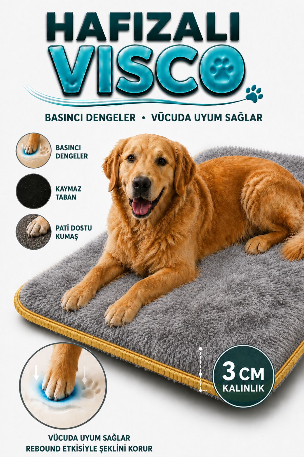 تخت گربه و سگ کارپتلا Carpetella مدل PET-4421، با فوم ویسکو و زیره ضدلغزش خاکستری