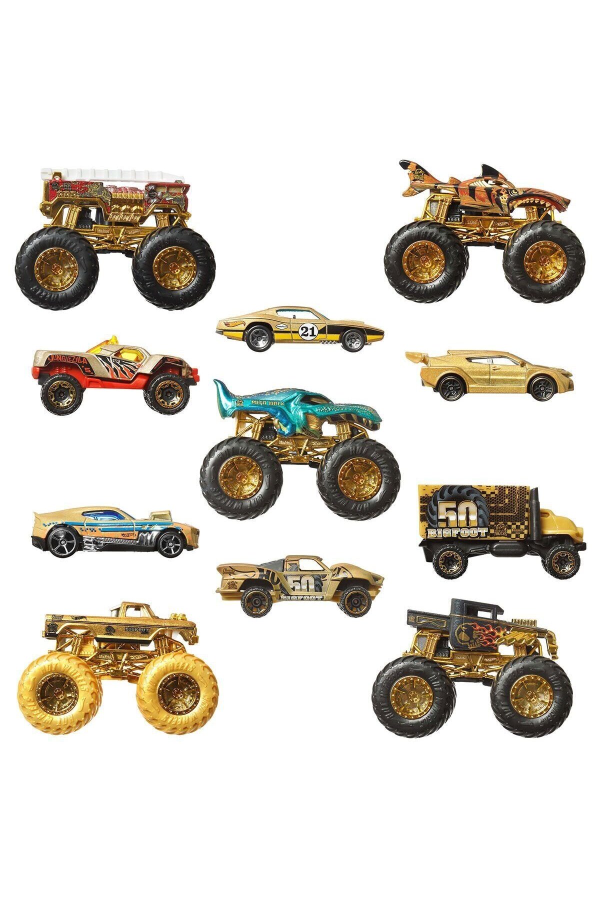 مدل خودرو JDW07 MONSTER TRUCKS BIGFOOT TROPHY CHAMPIONS CAR AND TRUCK MULTIPLIER اورجینال HOT WHEELS