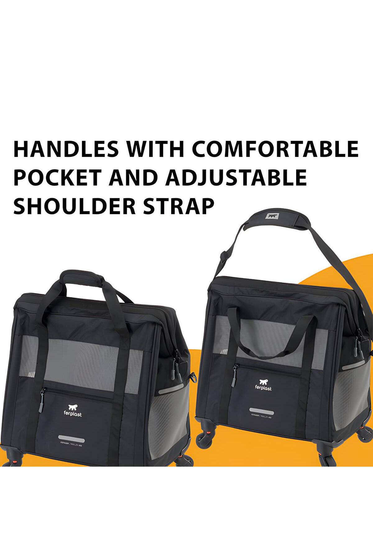 کیف حمل چرخ‌دار حیوانات فرپلاست Ferplast Voyager 450، مشکی، ۴۶×۲۶×۴۸ سانتی‌متر