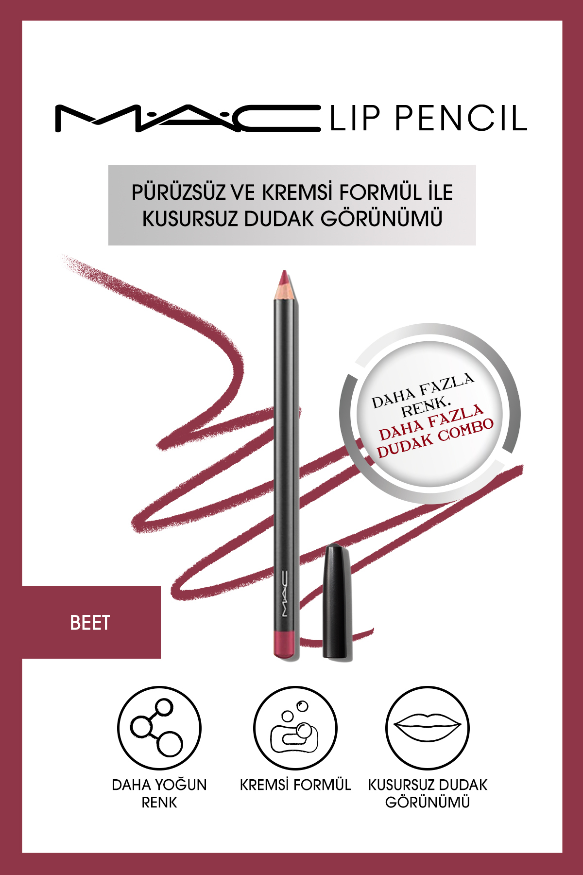 مداد لب Lip Pencil مدل BEET صورتی متمایل به قرمز حجم 1.45 میل مک MAC