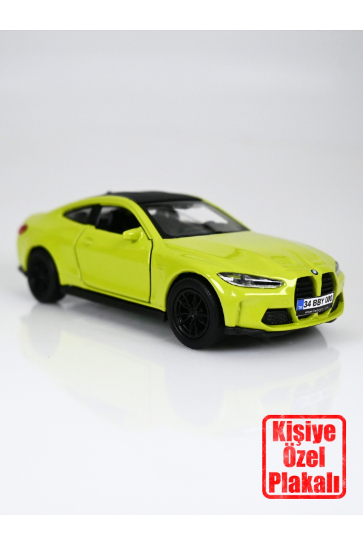 مدل خودرو ماشین اسباب بازی فلزی BMW M4 مقیاس 1:36 با صفحه مخصوص سبز رنگ از ترکیه bebeym