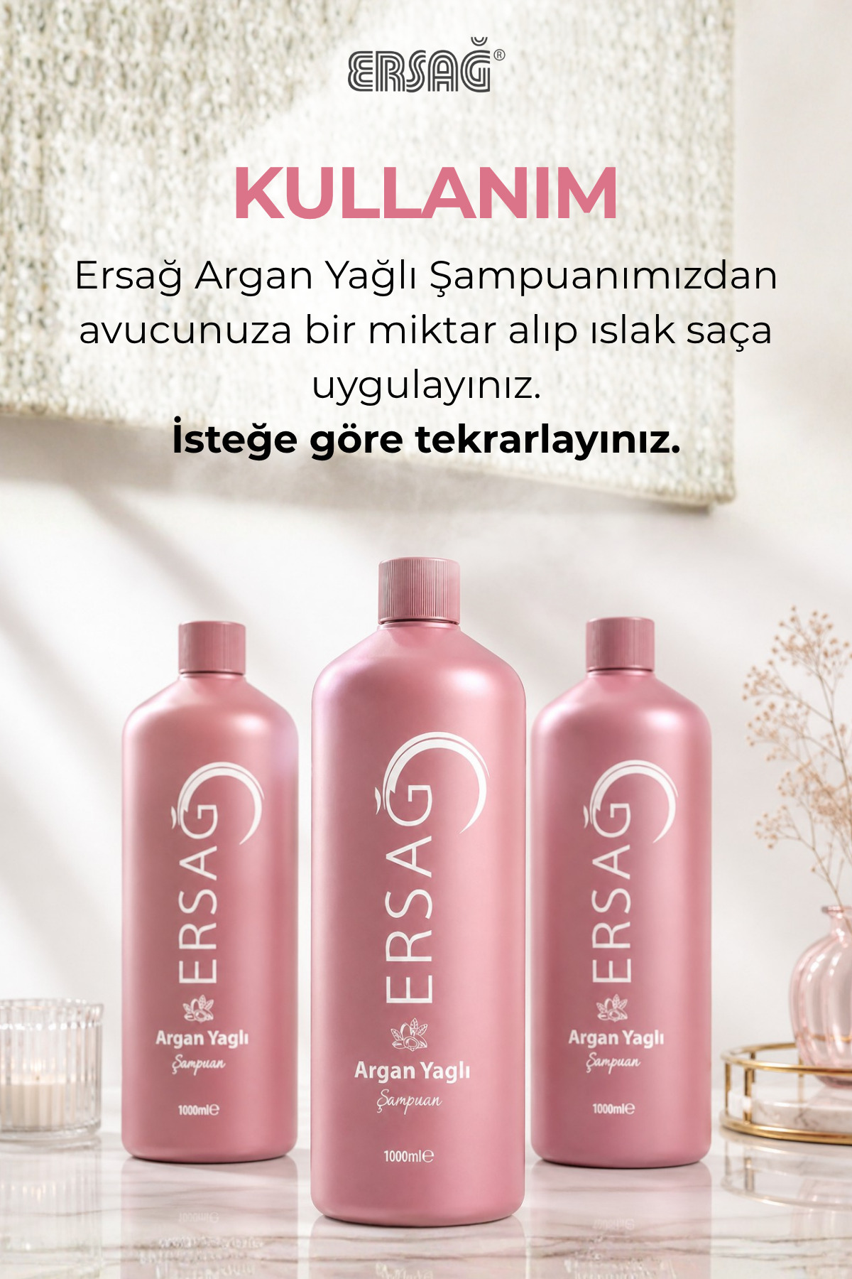 Ersağ شامپو روغن آرگان 1000 میلی لیتر