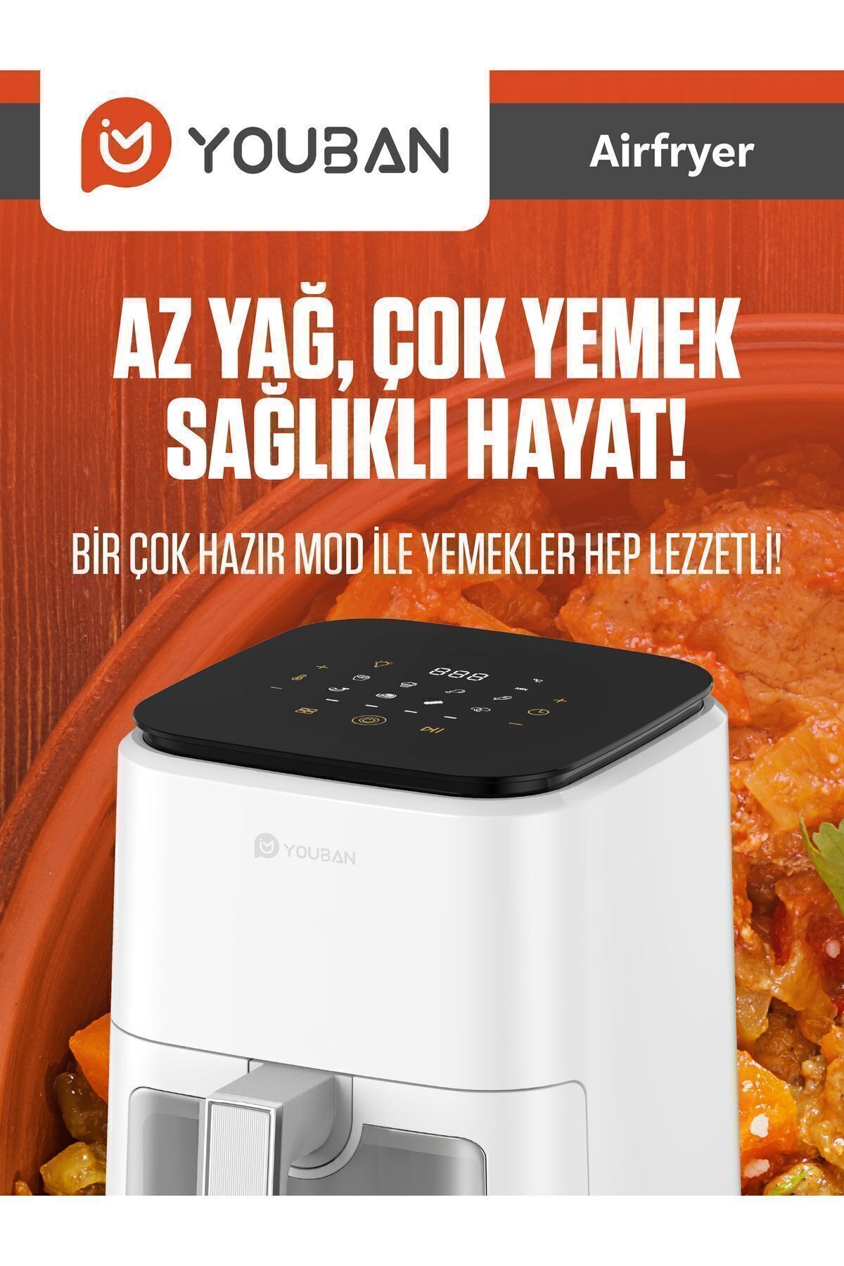 سرخ کن بادی 3.5 لیتری سفید شیشه ای اورجینال Youban