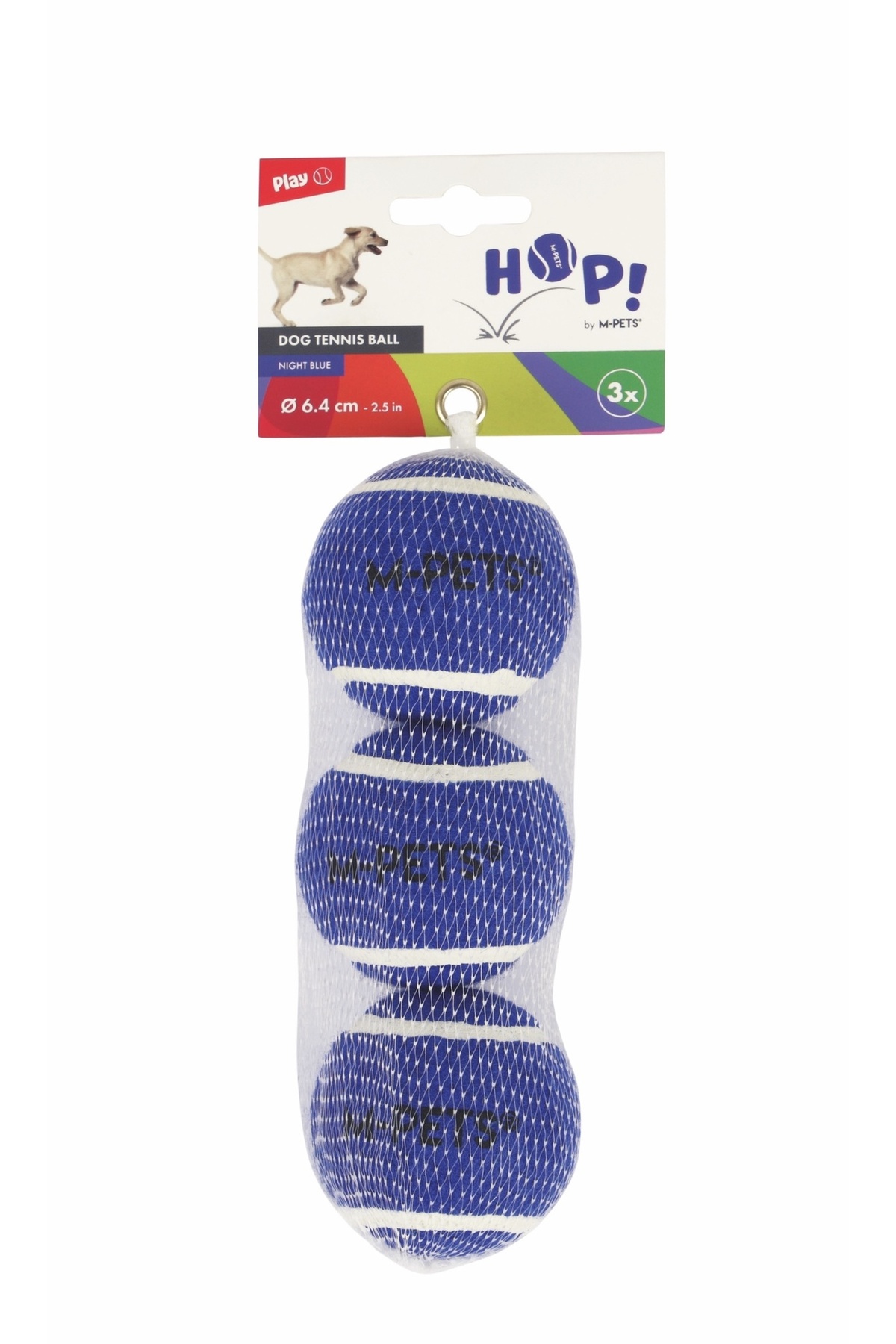 ست ۳ عددی توپ تنیس سگ ام‌پتس M-PETS سری HOP، آبی، قطر ۶٫۴ سانتی‌متر