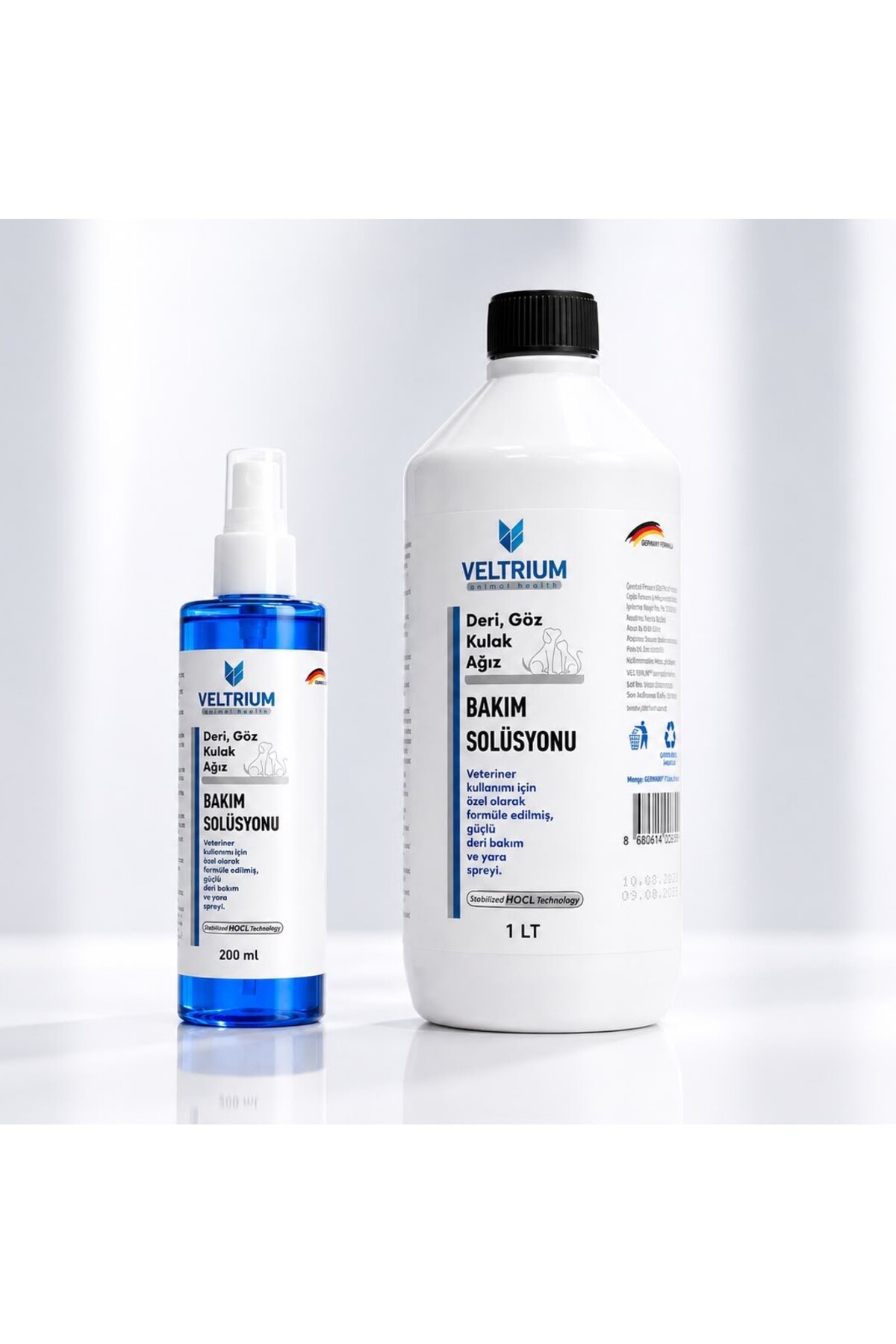 محلول مراقبت از زخم حیوانات ولتریوم Veltrium، ۲۰۰ میلی‌لیتر + بطری یدک ۱ لیتری