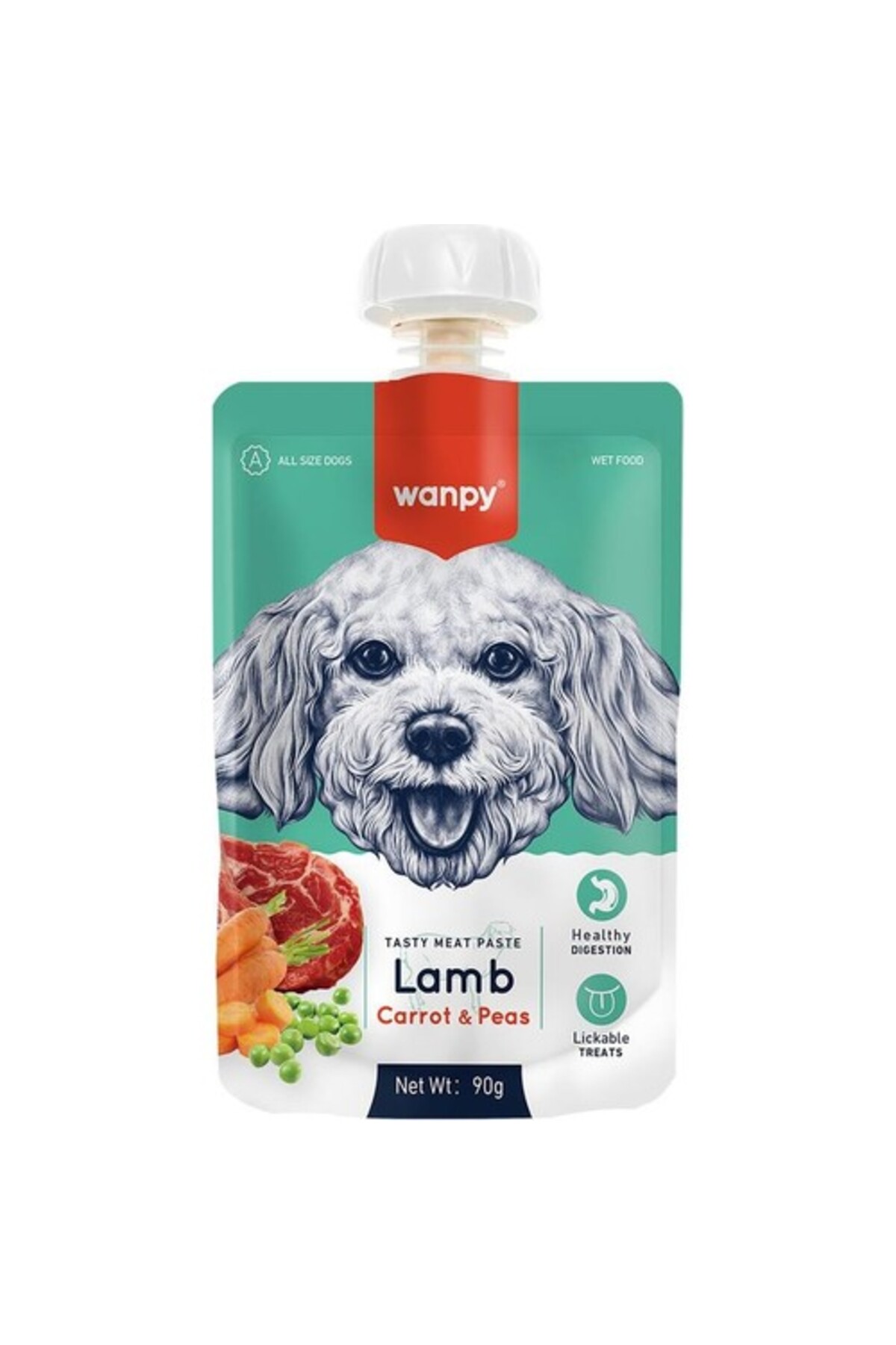 تشویقی سگ به شکل خمیر گوشت بره تازه و هویج وانپی Wanpy مدل PIWP-034، ۹۰ گرم