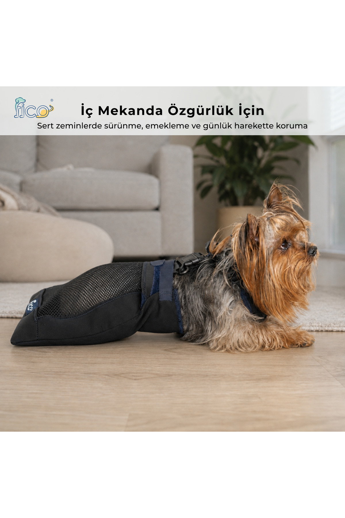 کیسه کشیدنی محافظ بدن سگ‌های دچار فلج، سرمه‌ای، فیکو پتس Fico pets