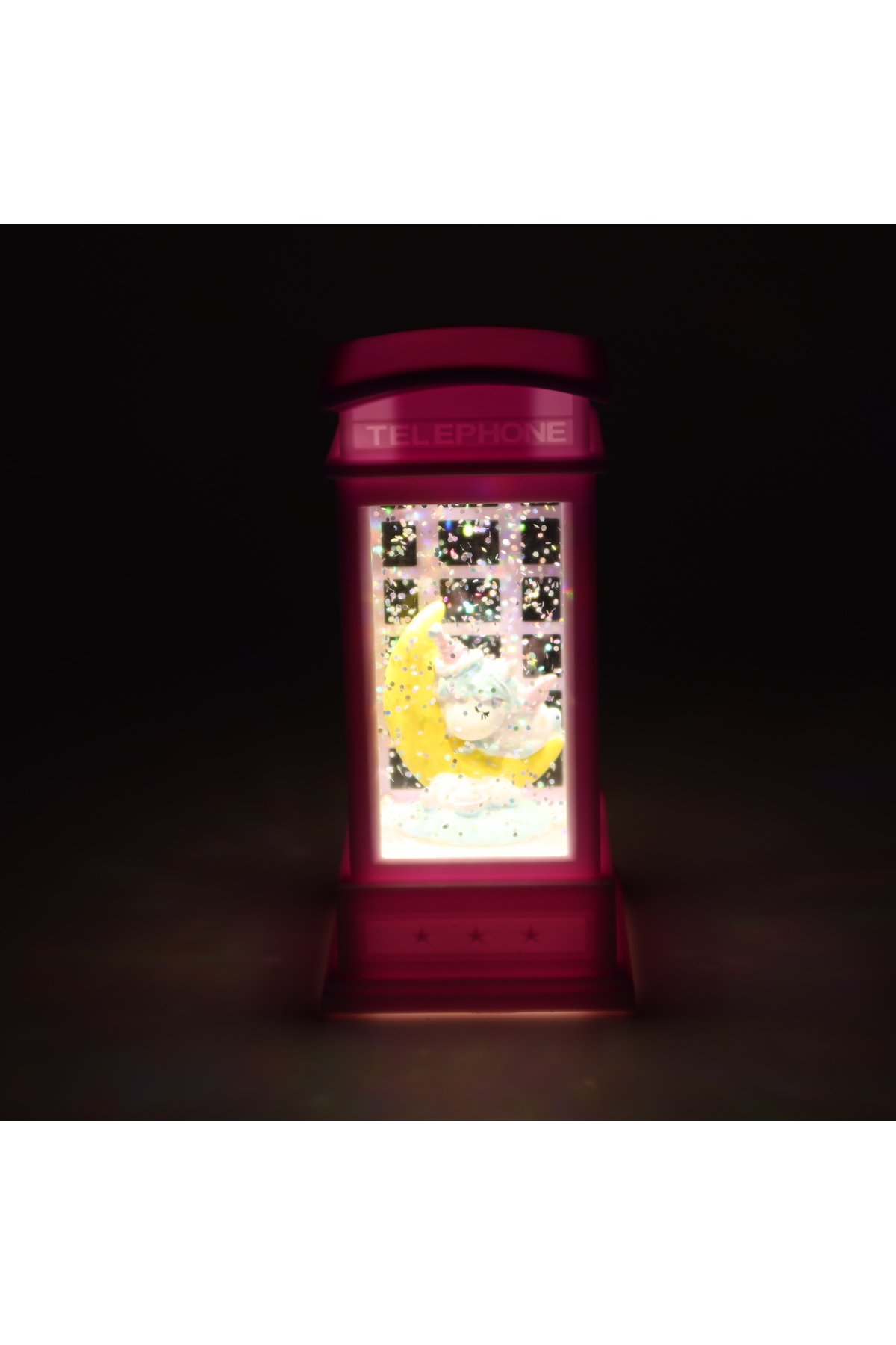 گوی برفی گلوب آبی با نور پونی در غرفه تلفن صورتی SNOW GLOBE 13CM از ترکیه enyareshome