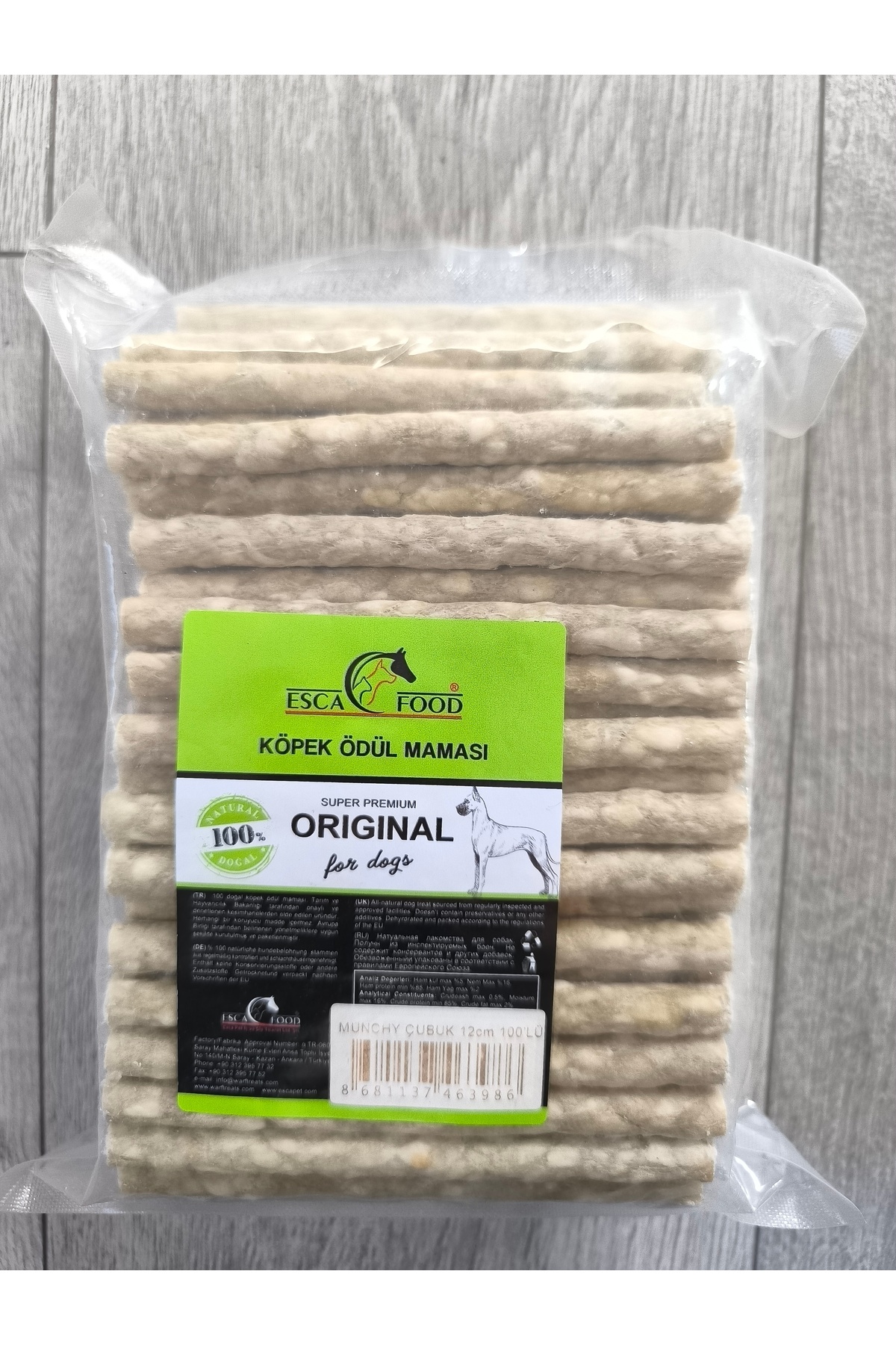 چوب تشویقی سگ ساده اسکا فود esca food Munchy، ۱۲ سانتی‌متر، ۸ گرم × ۱۰۰ عدد
