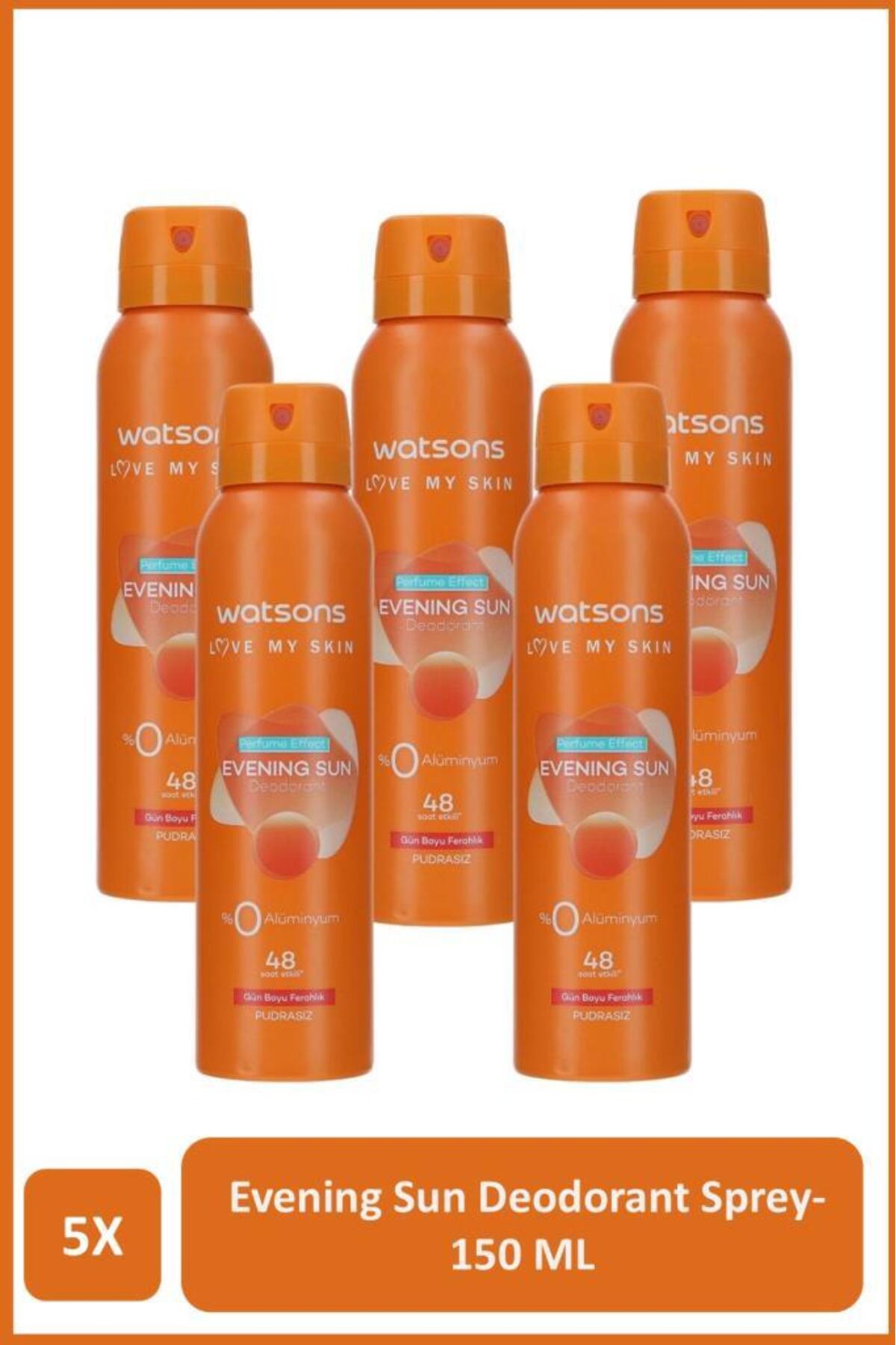 اسپری دئودورانت واتسونز Watsons Evening Sun بدون پودر، بسته ۵ عددی ۱۵۰ میلی‌لیتری