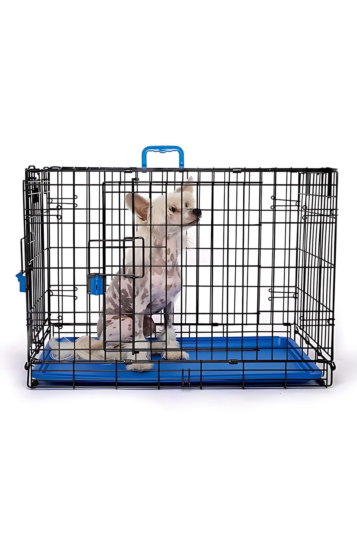 قفس سگ تاشو فلزی دو در ام‌پتس M-PETS Voyager، آبی، ۶۱×۴۶×۴۸ سانتی‌متر