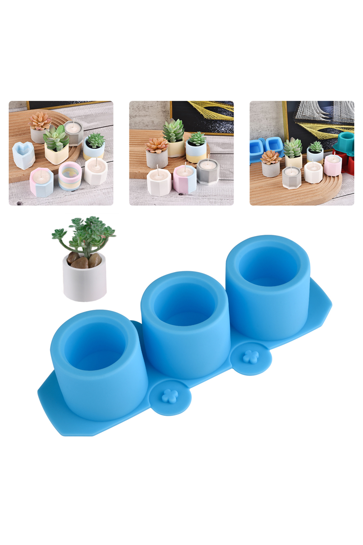 فیگور اپوکسی گرد مرکز خالی بتنی گلدان شمع تزئینی قالب پودر سنگ سیلیکون GT9468 از ترکیه Getshopmini