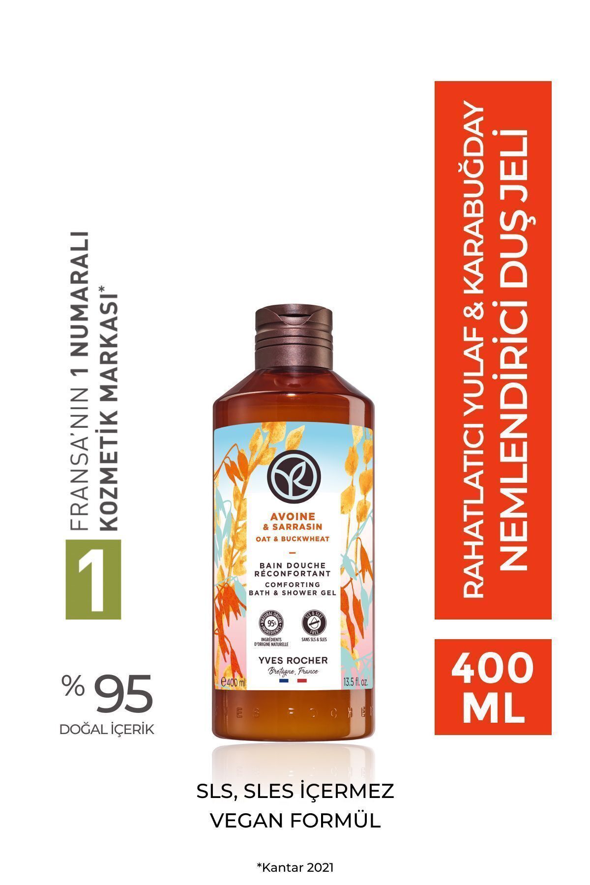 ژل دوش مردانه و زنانه مرطوب کننده جو دوسر آرامش بخش گندم سیاه 400ML 31133 Yves Rocher