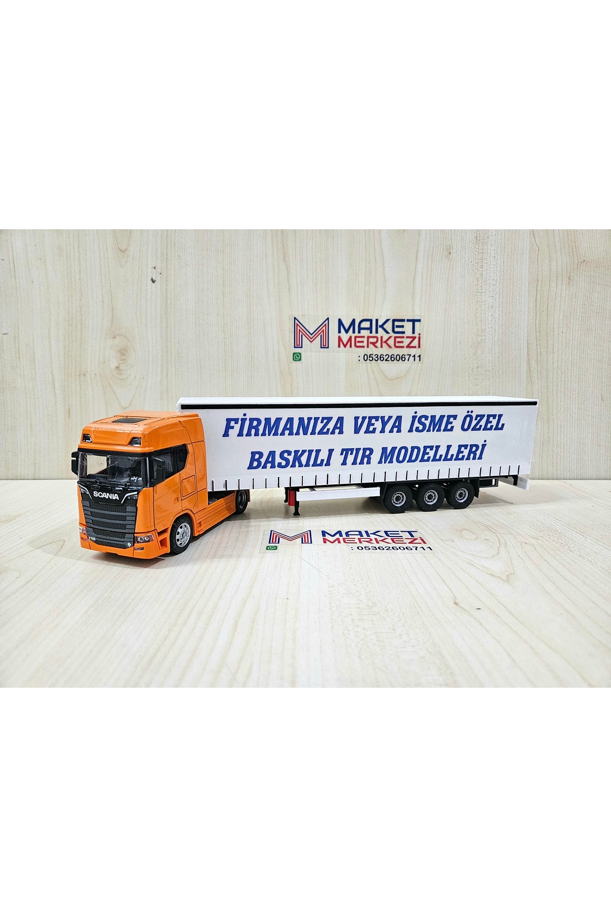 مدل خودرو کامیون SCANIA 770S نارنجی در مقیاس 1 50 به طول 33 سانتی متر نام شرکت را می توان نوشت اورجینال Maket