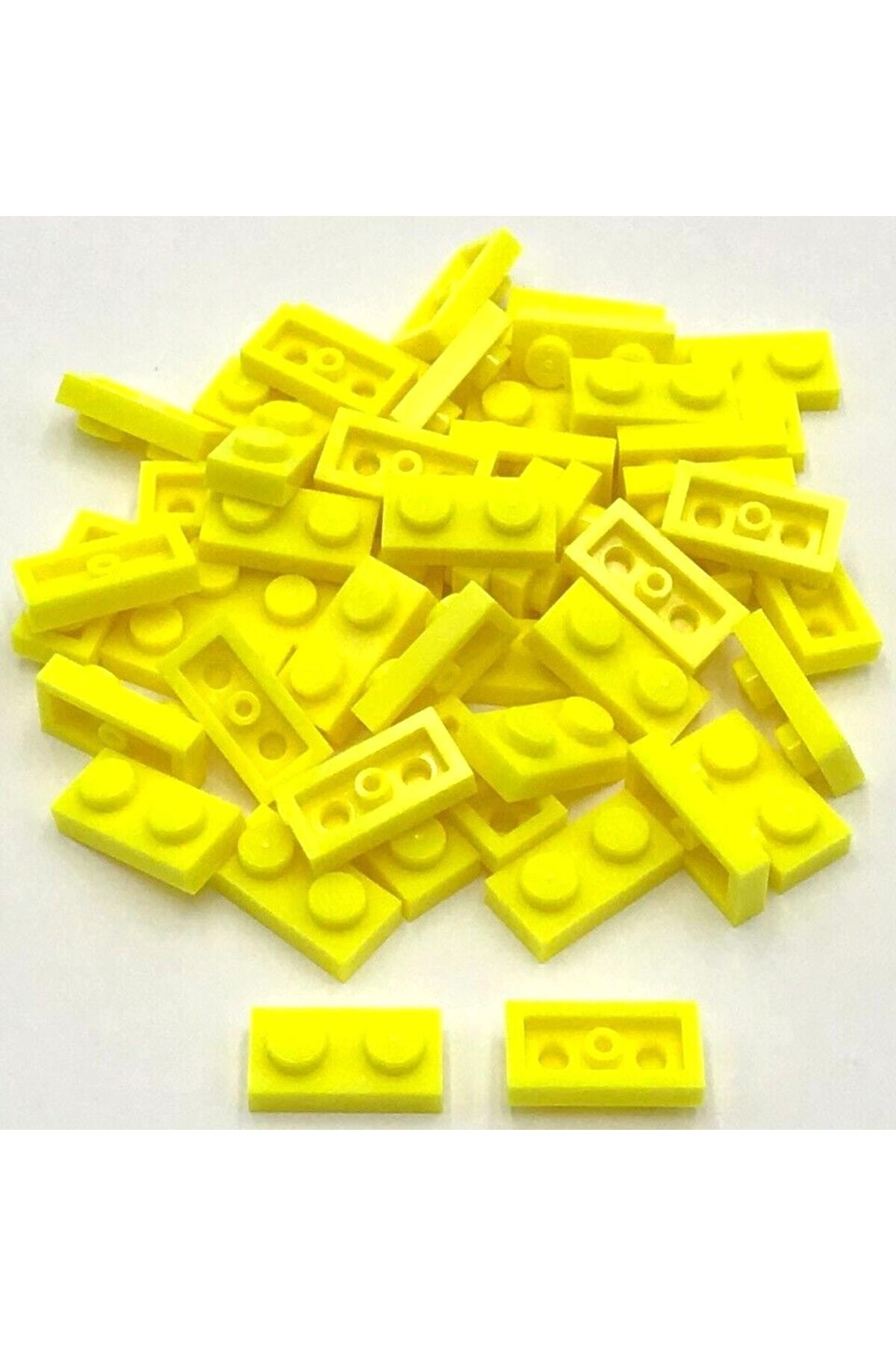 لگو MOC CUSTOM ACCUSTOR CREATOR PLATE 1 X 2 NEON FLAT YELLOW 4 قطعه اورجینال LEGO