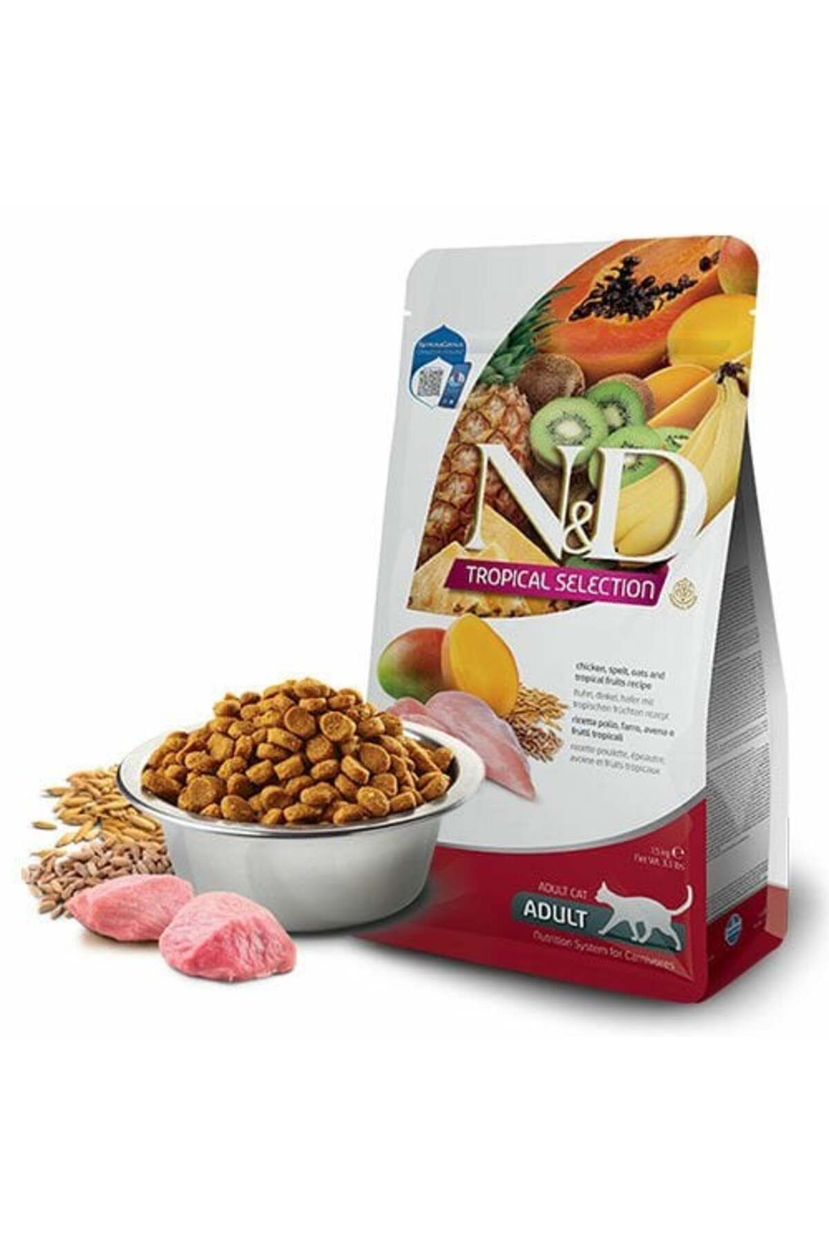 غذای خشک گربه ان‌اند N&D، سری Tropical Selection، مرغ و میوه‌های گرمسیری، ۴+۱ کیلوگرم