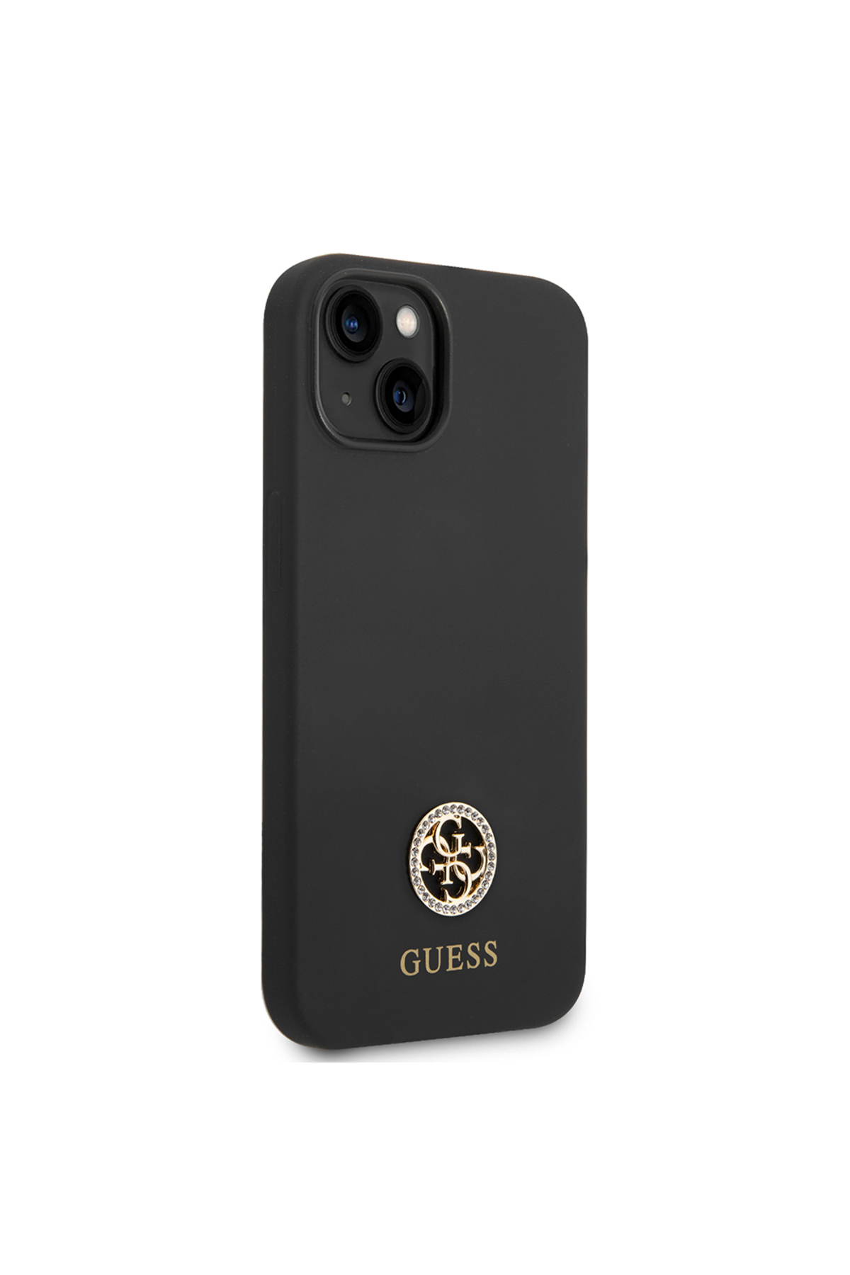 کاور و قاب سیلیکونی مشکی با سازگار IPHONE 14 GUESS TEXT LICENSED AND STONED 4G LOGO اورجینال Guess
